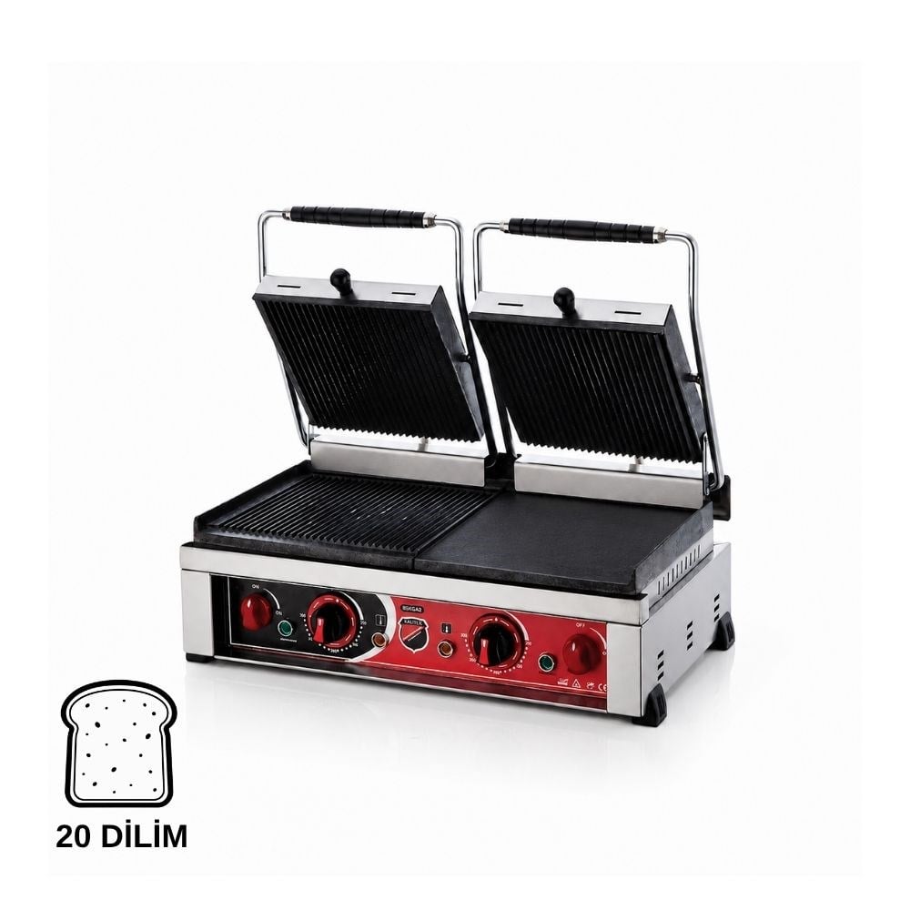 Işıkgaz SilverinoxSilverinox Elektrikli Style 20 Dilim Çift Kapak Hamburger Tost MakinesiSLVR-SS-20DH
