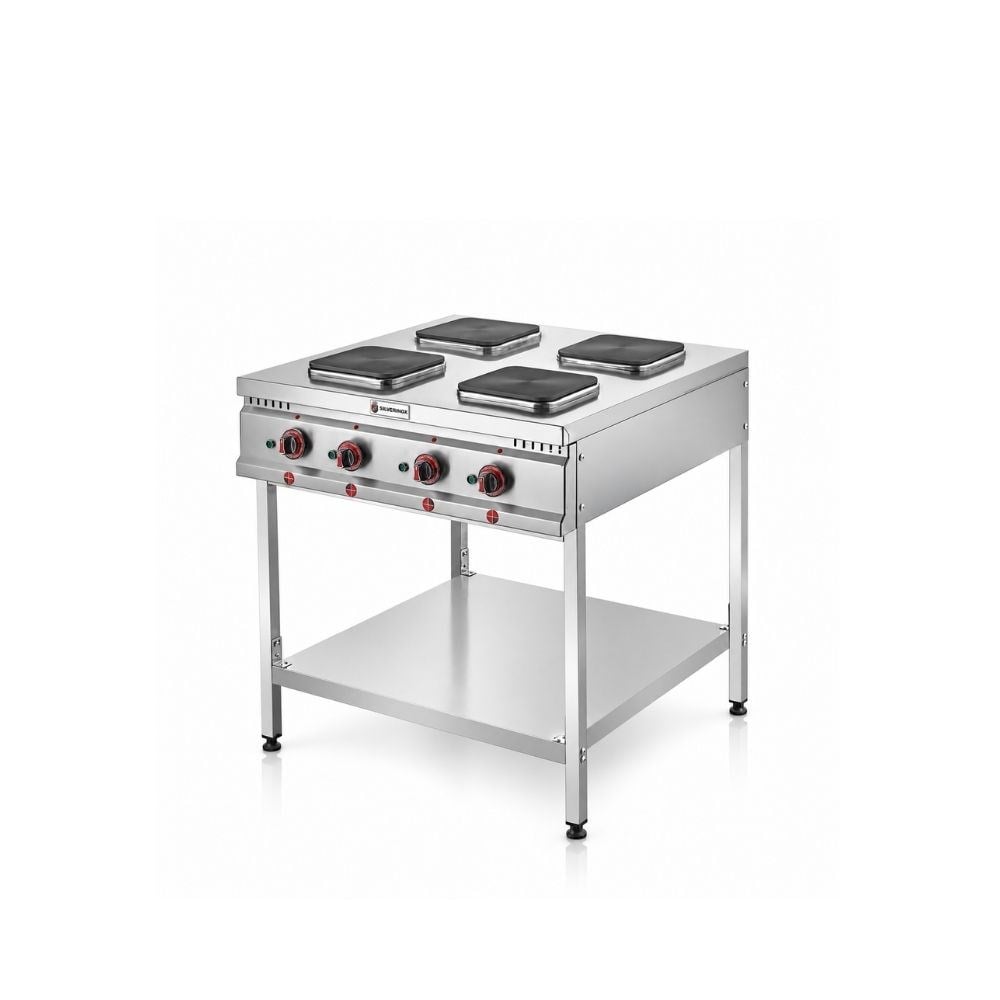 Işıkgaz SilverinoxSilverinox Elektrikli Taban Raflı 80x80 Cm 4 Gözlü Ocak 380VSLVR-ET-80