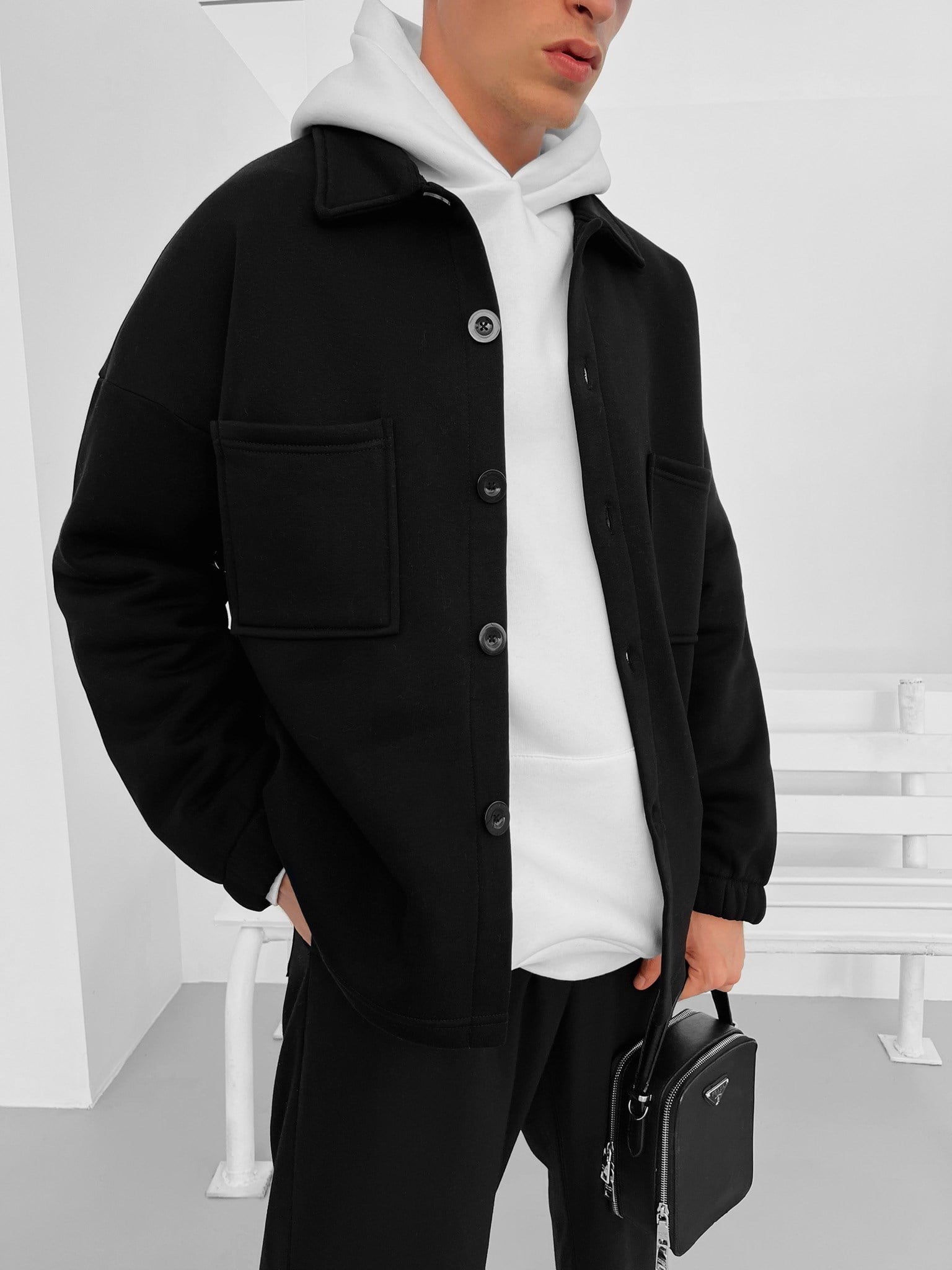 Erkek Oversize Basic Rahat Ceket Siyah