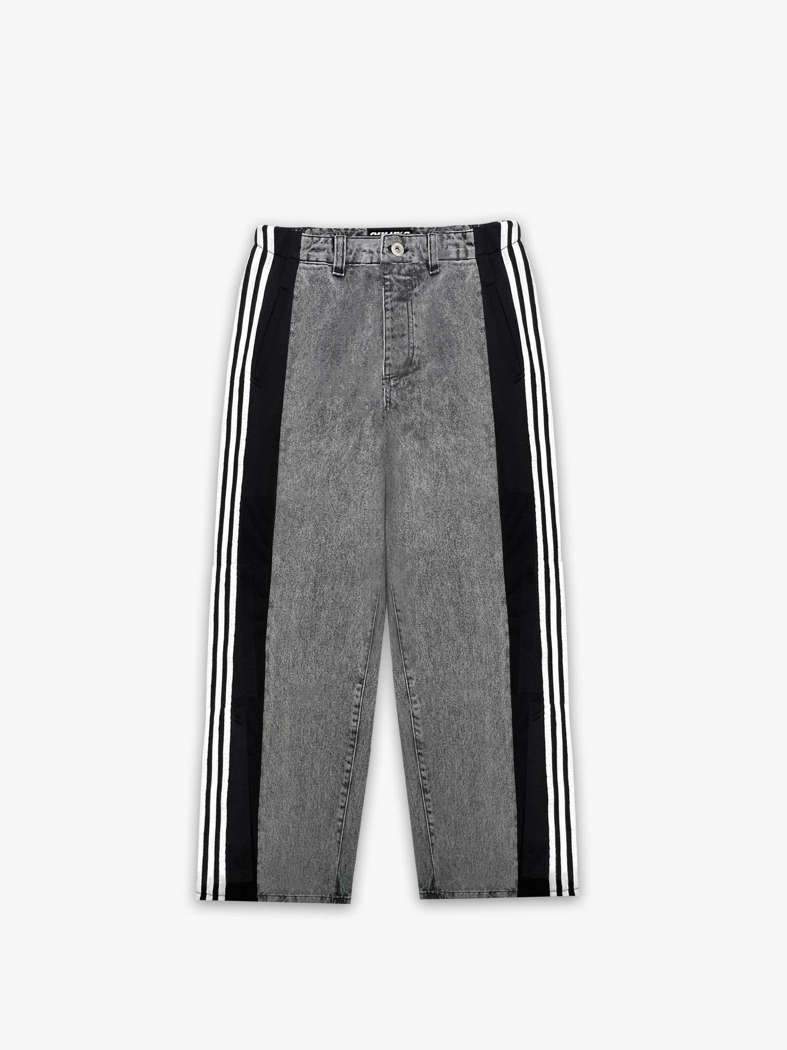 Erkek Baggy Jean Çift Yüzlü Kot Pantolon Gri