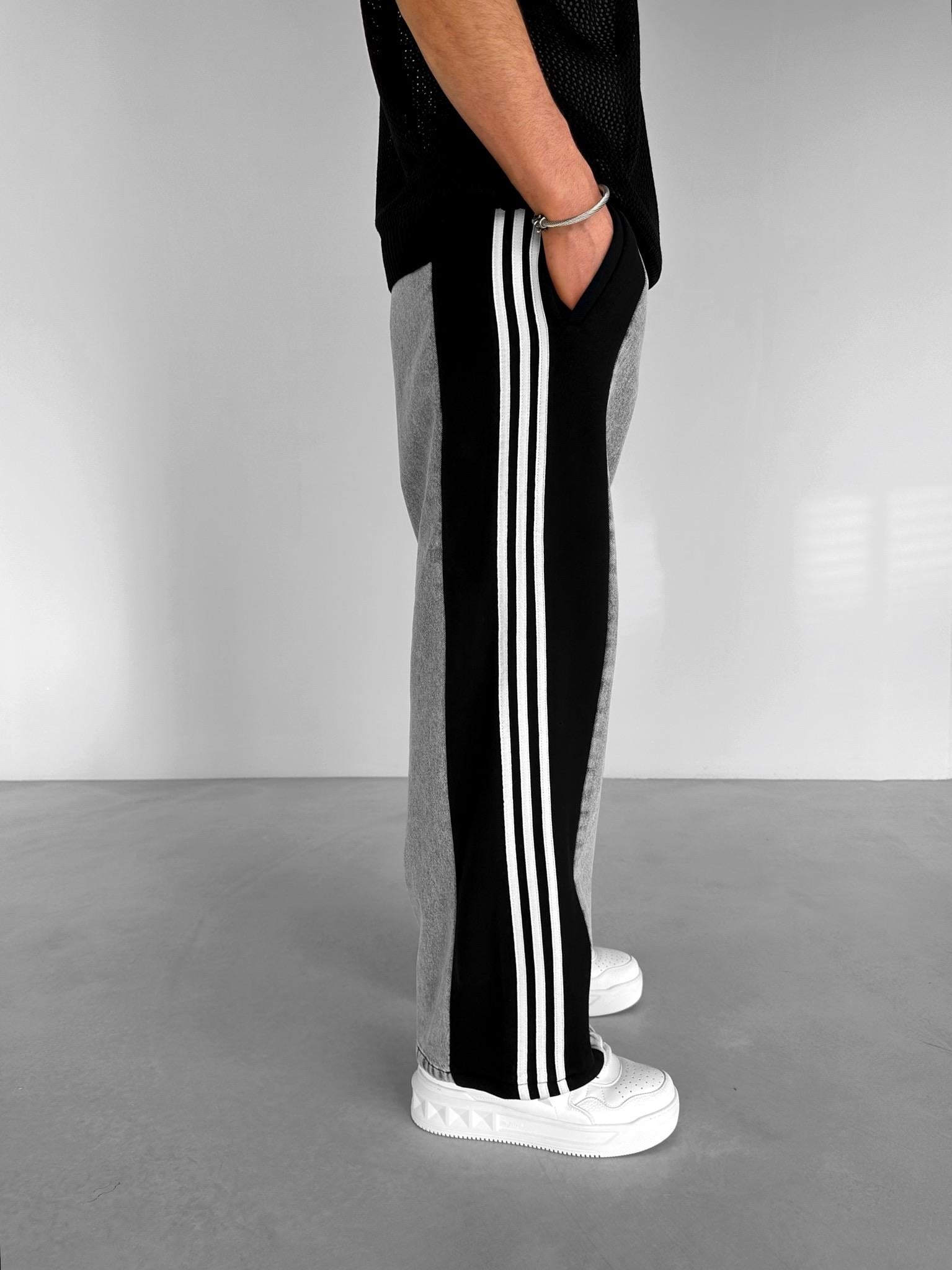 Erkek Baggy Jean Çift Yüzlü Kot Pantolon Gri