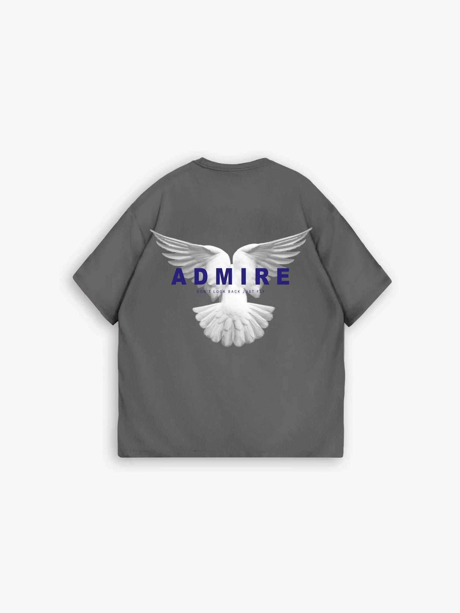Erkek Dokulu Ve Baskılı Oversize T-Shirt Gri