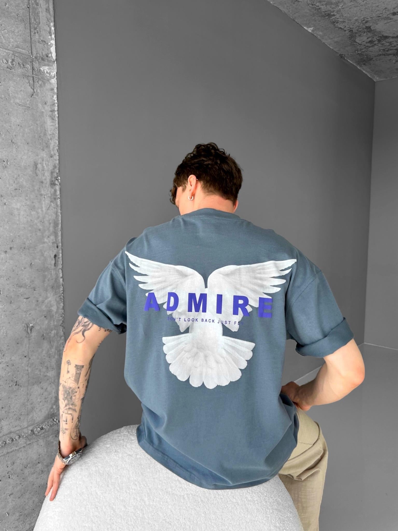 Erkek Dokulu Ve Baskılı Oversize T-Shirt Gri