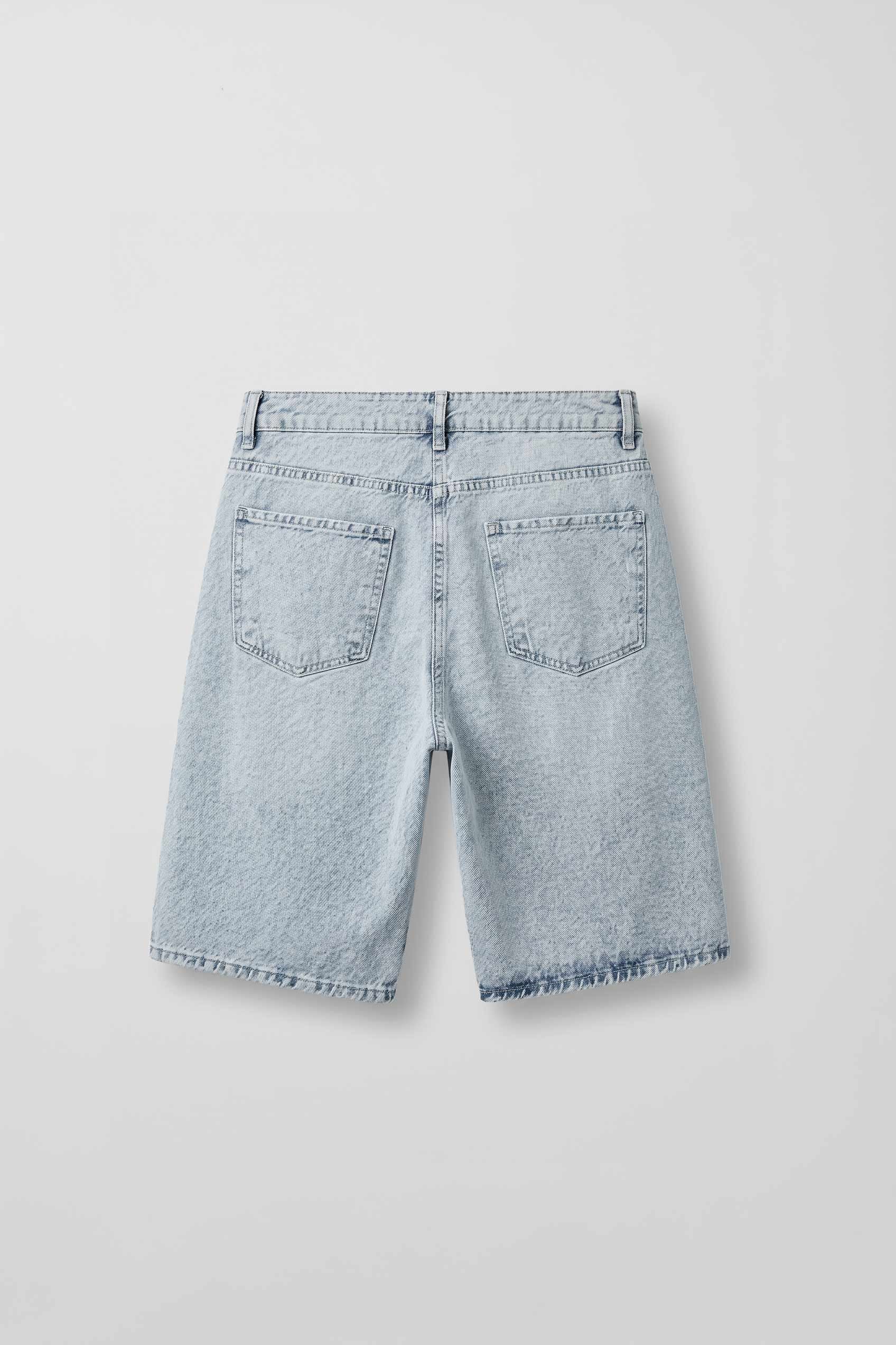 Erkek Baggy Bermuda Jean Şort Buz Mavi