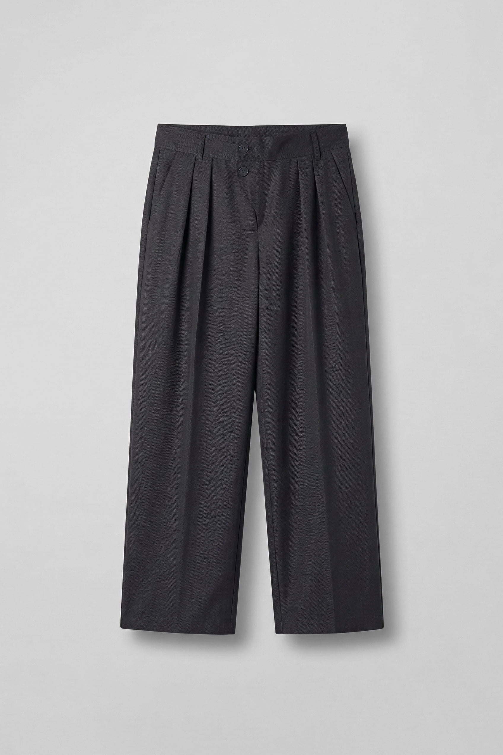 Erkek Baggy Fit Asimetrik Pileli Tencel Pantolon Füme
