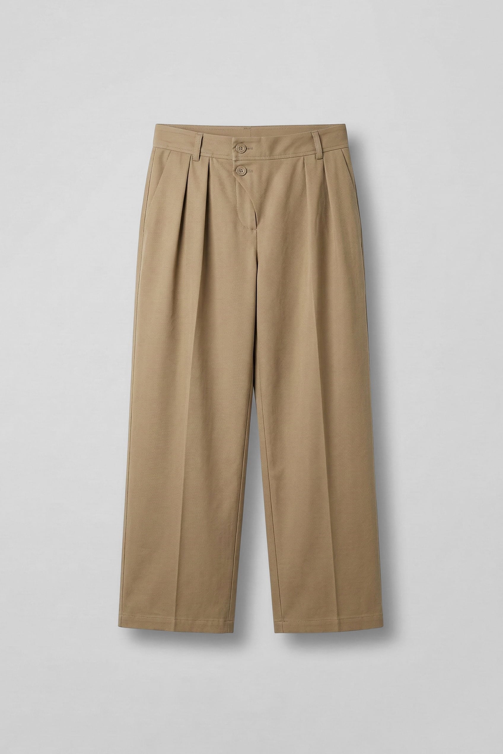 Erkek Baggy Fit Asimetrik Pileli Tencel Pantolon Bej