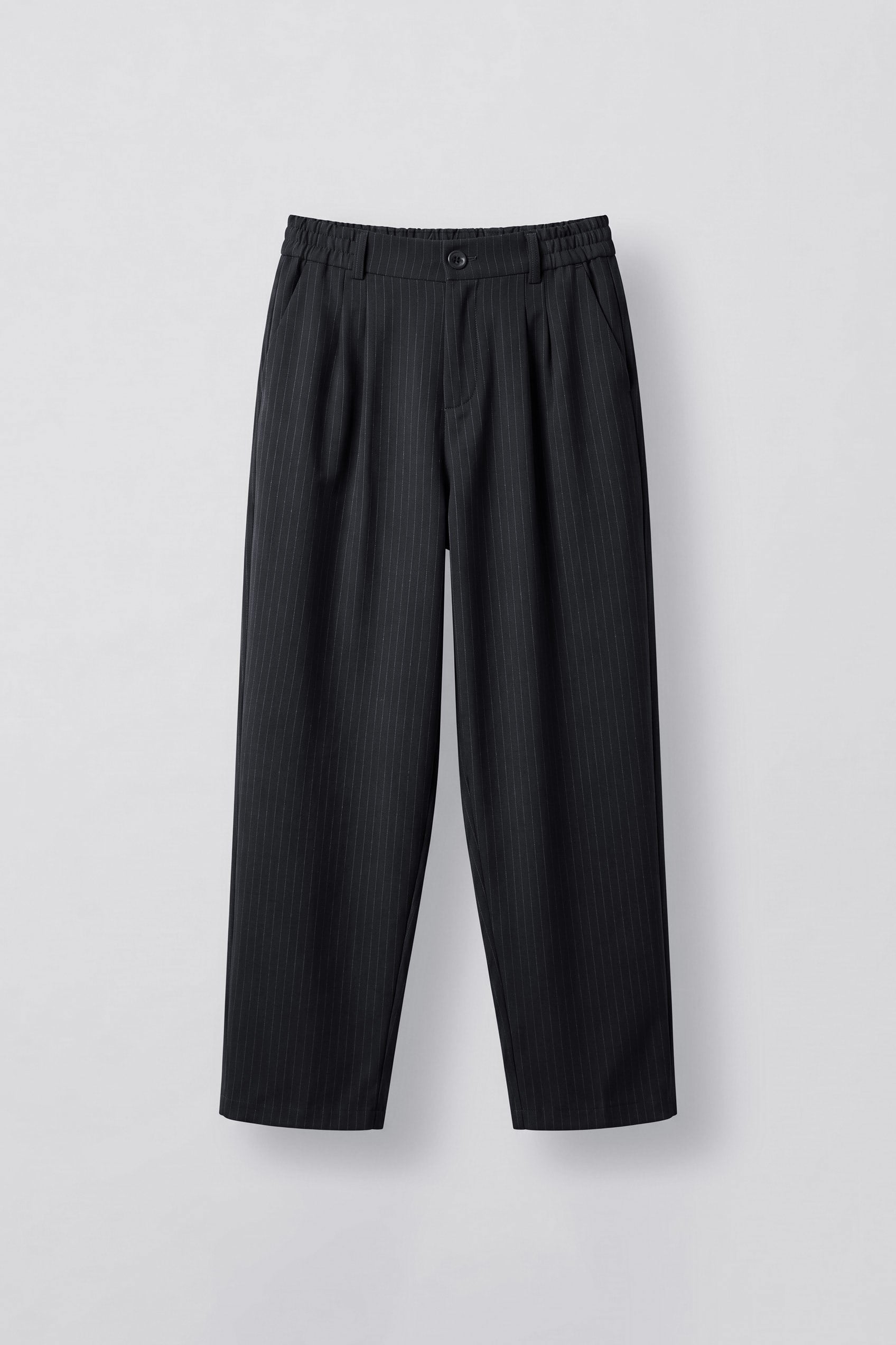 Erkek Baggy Fit Çizgili Pamuklu Kumaş Pantolon Lacivert