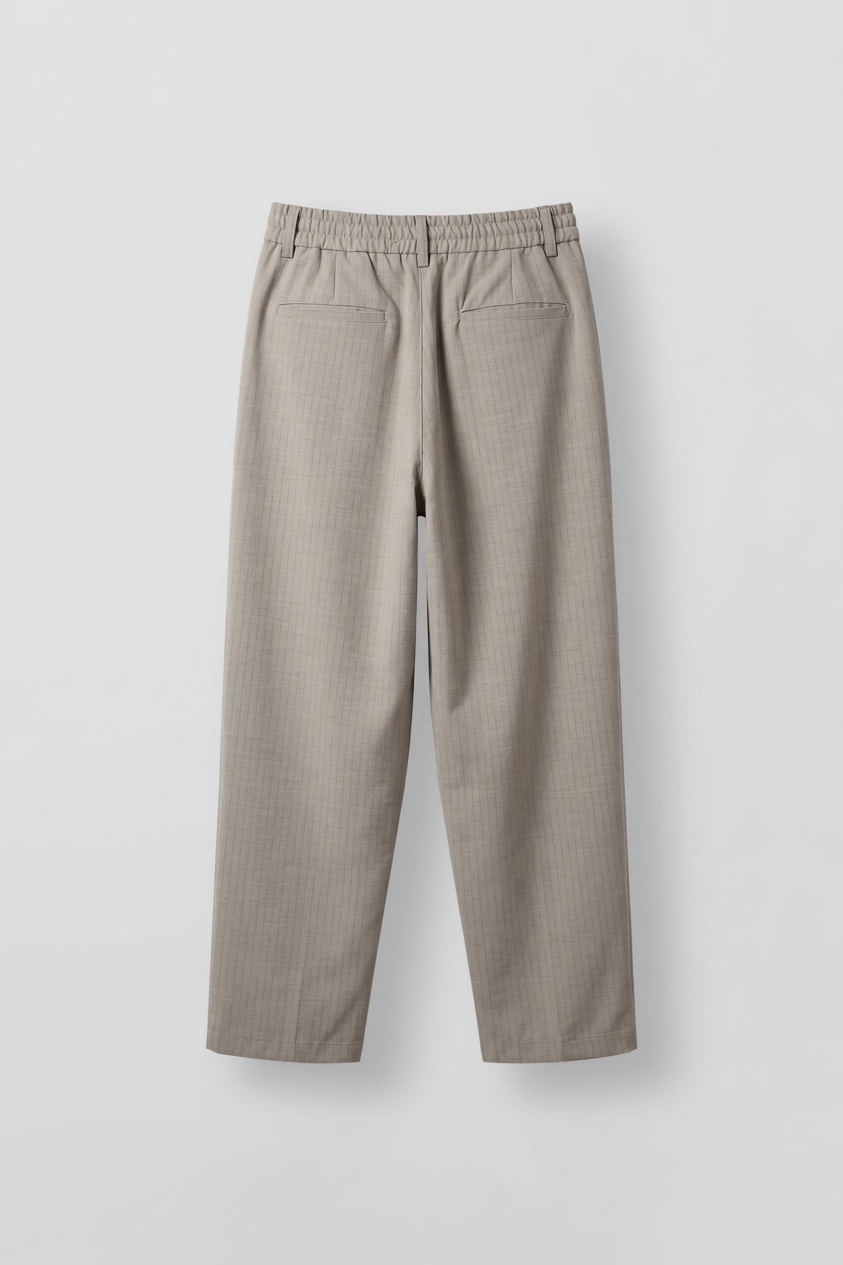 Erkek Baggy Fit Çizgili Pamuklu Kumaş Pantolon Taş Rengi