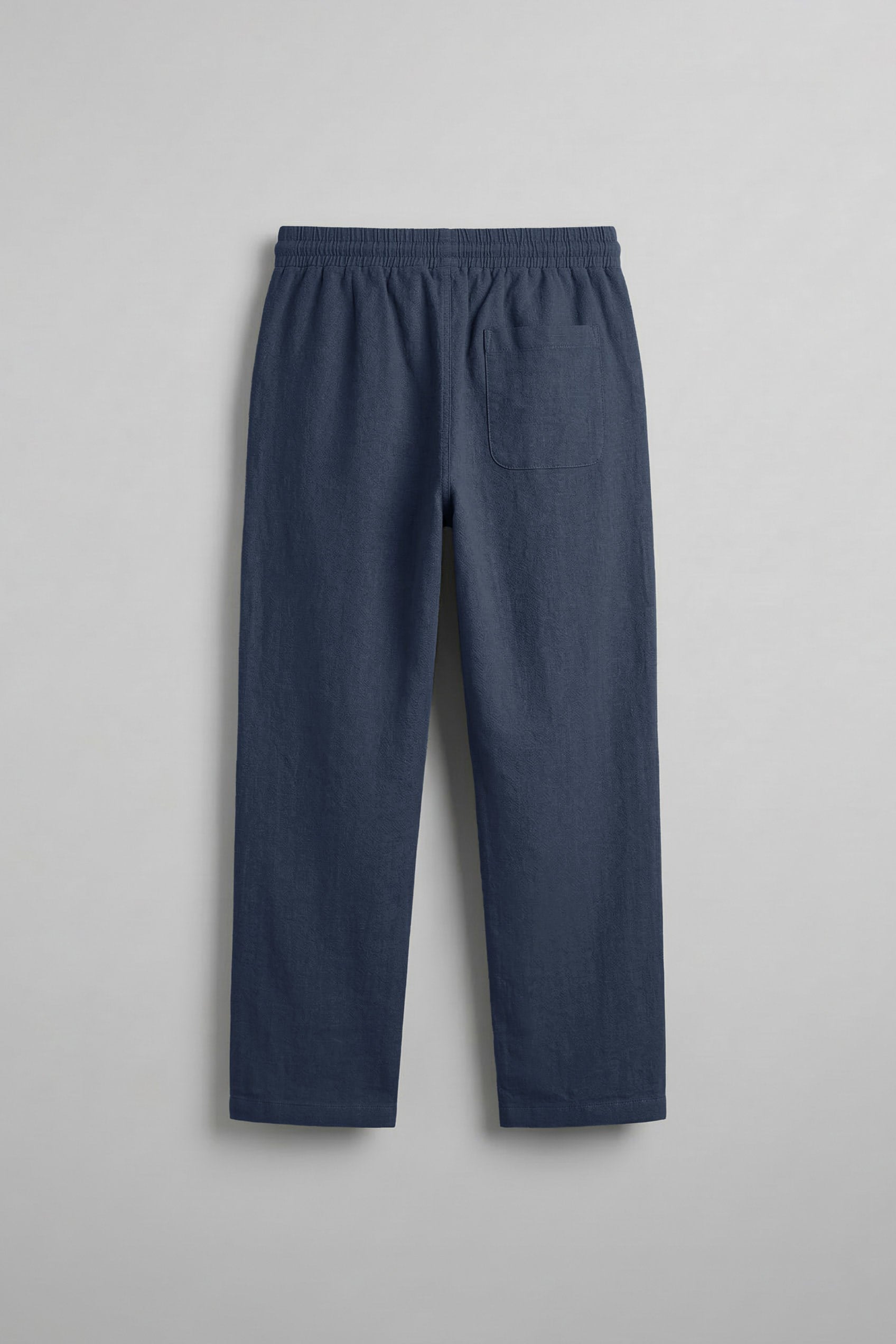 Erkek Baggy Fit Halat Kordonlu Keten Görünümlü Pantolon Lacivert