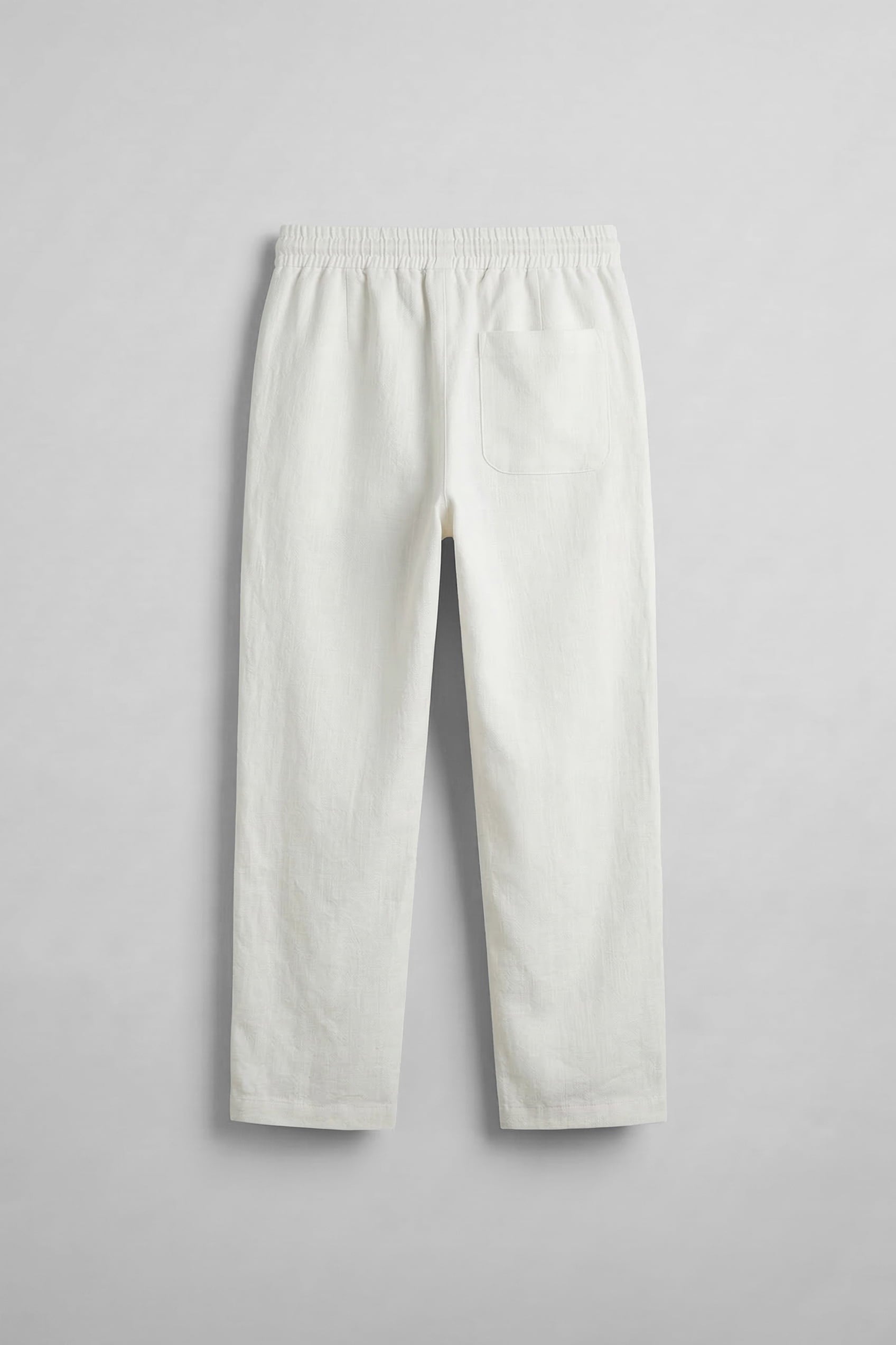 Erkek Baggy Fit Halat Kordonlu Keten Görünümlü Pantolon Ekru