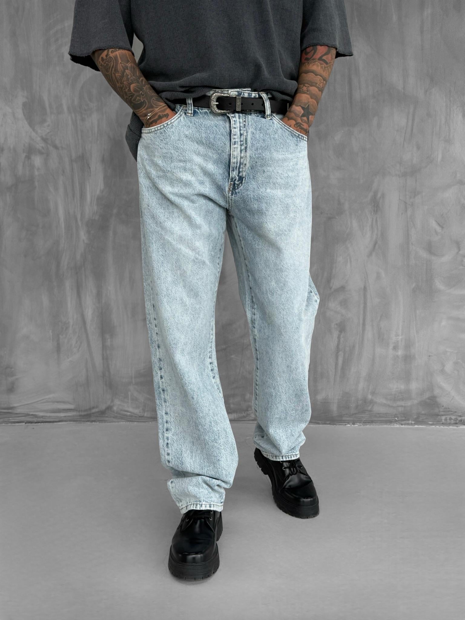 Erkek Baggy Fit Jean Açık Mavi