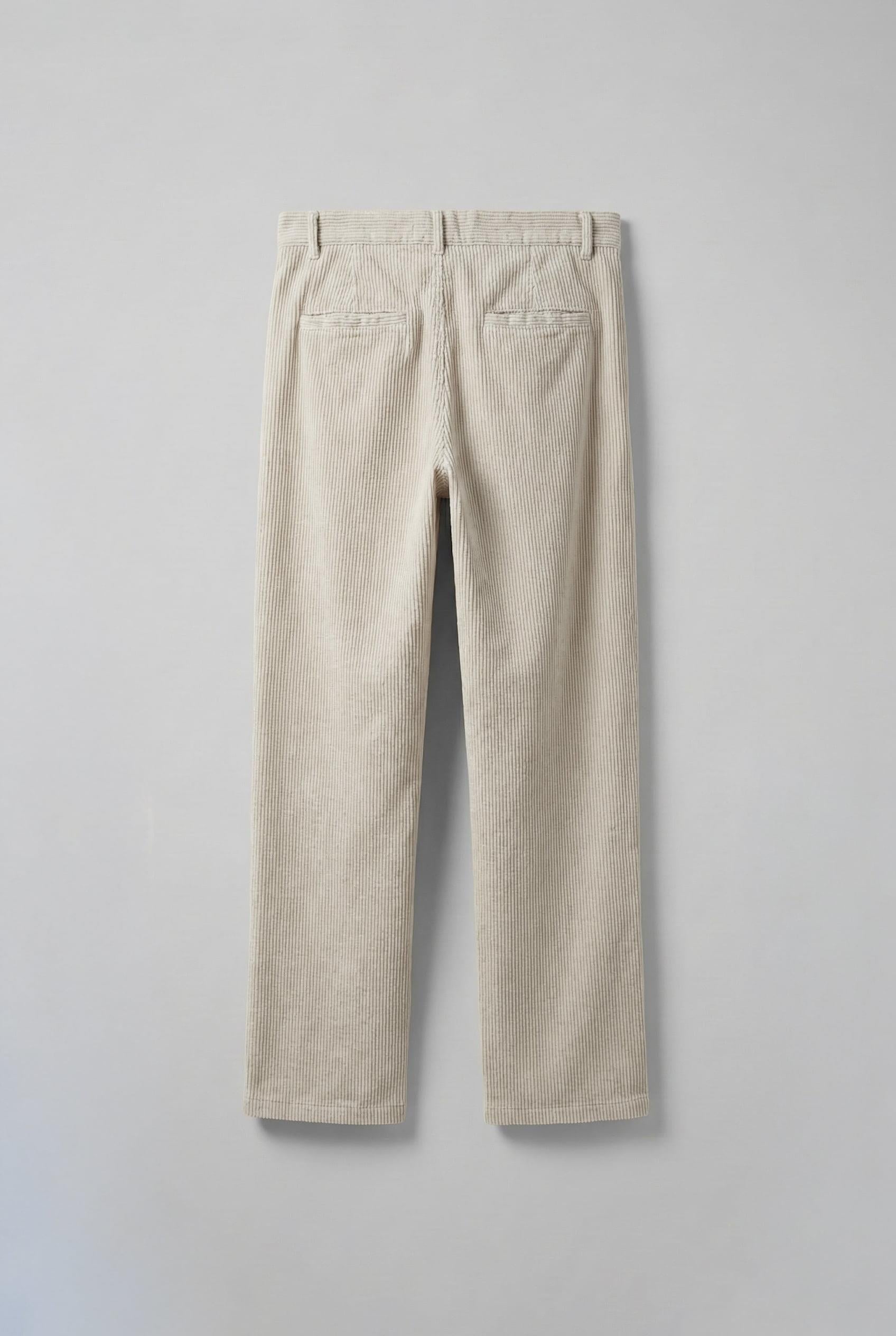 Erkek Baggy Fit Kadife Pantolon Krem