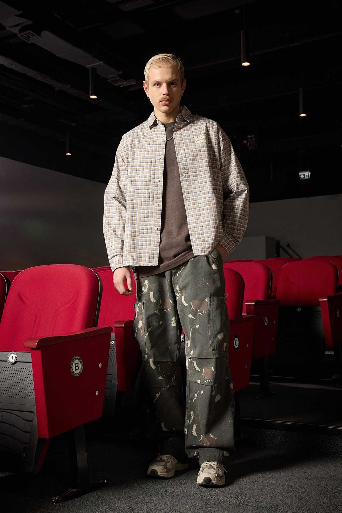 Erkek Baggy Fit Kamuflajlı Kargo Cepli Jean Pantolon Haki