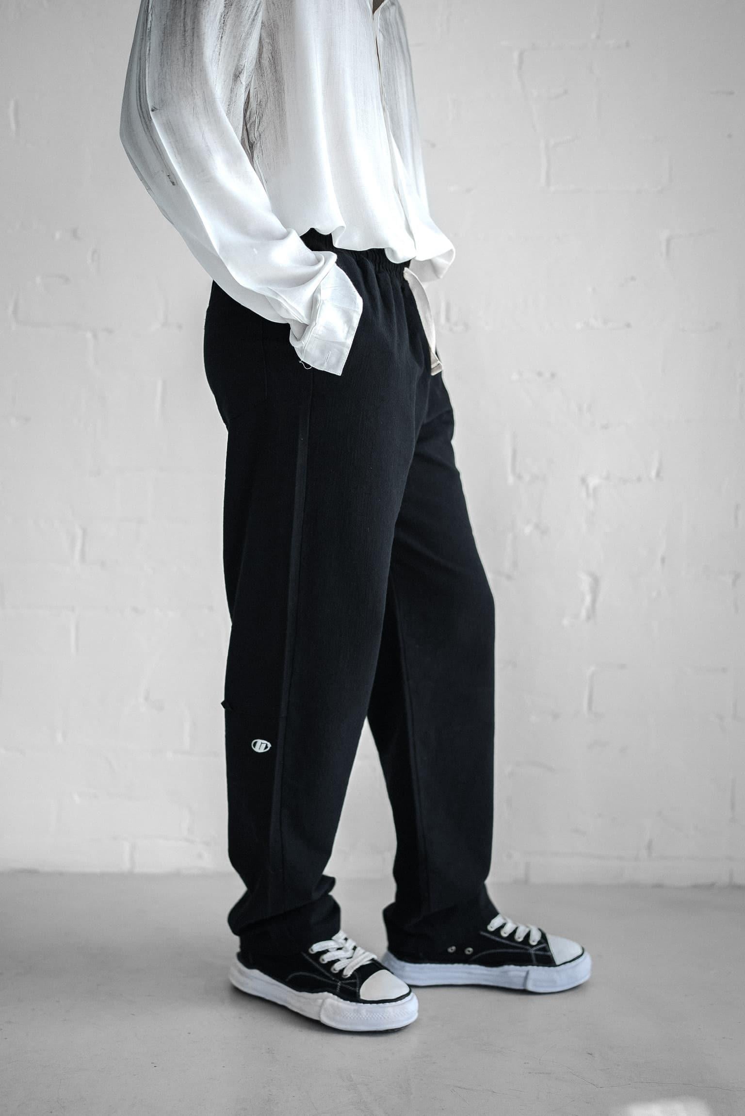 Erkek Baggy Fit Keten Pantolon Siyah