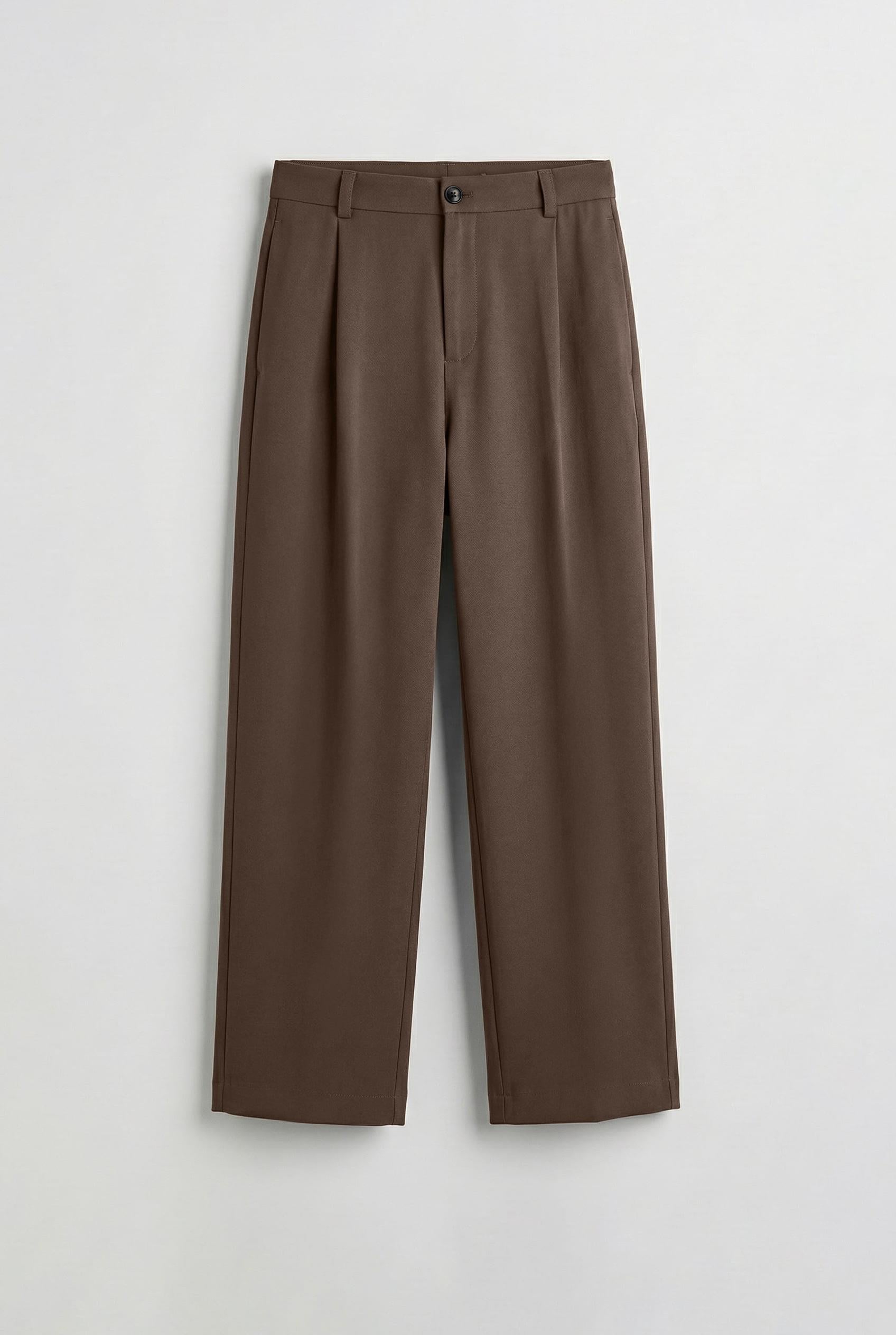 Erkek Baggy Fit Kumaş Pantolon Kahve