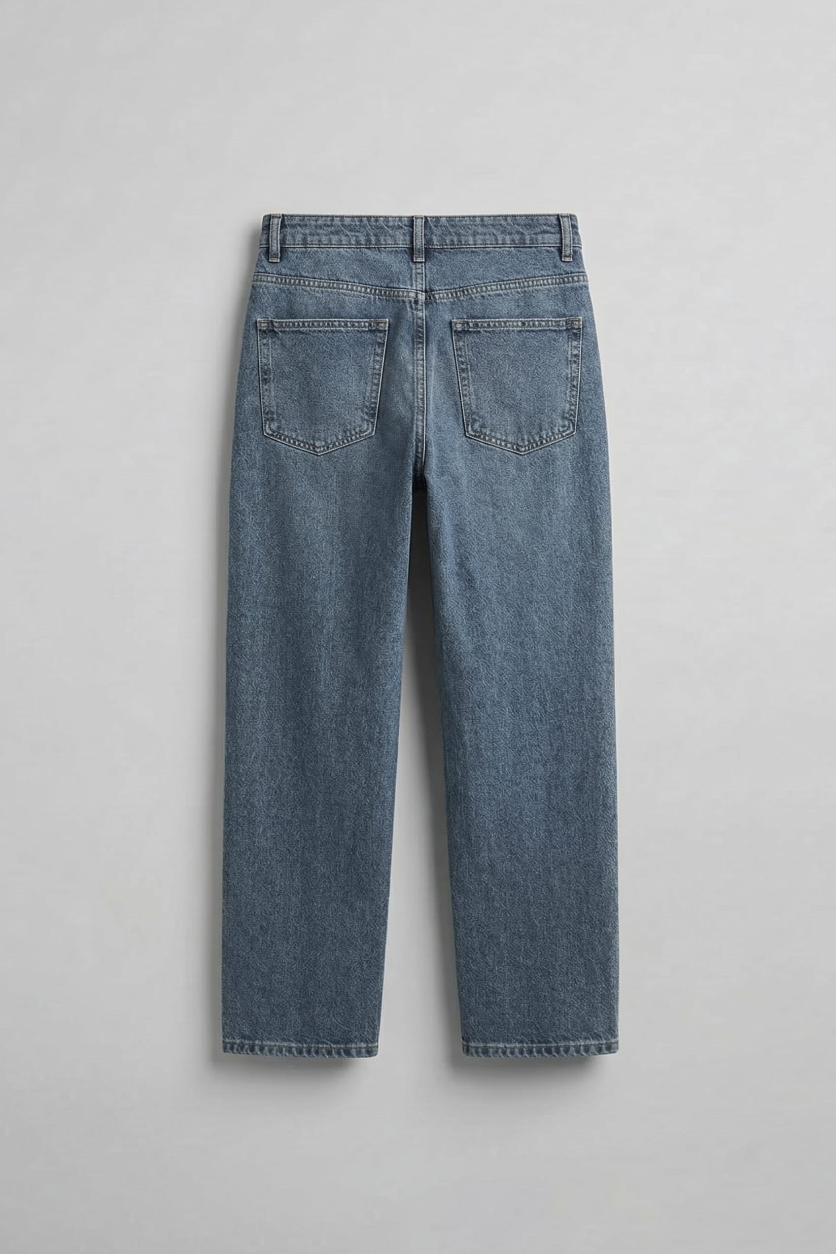 Erkek Baggy Fit Ön Dikiş Detaylı Jean Mavi