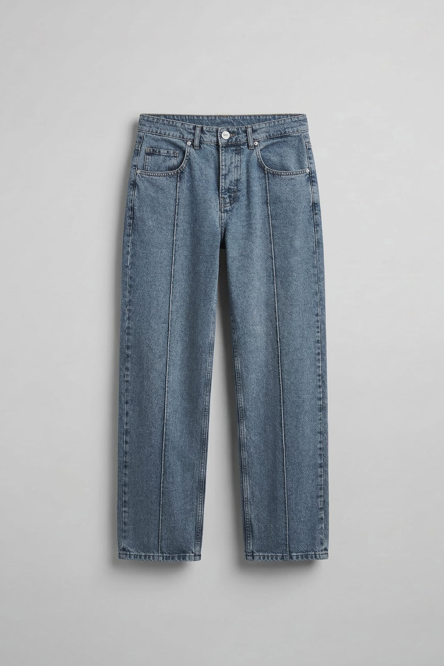 Erkek Baggy Fit Ön Dikiş Detaylı Jean Mavi