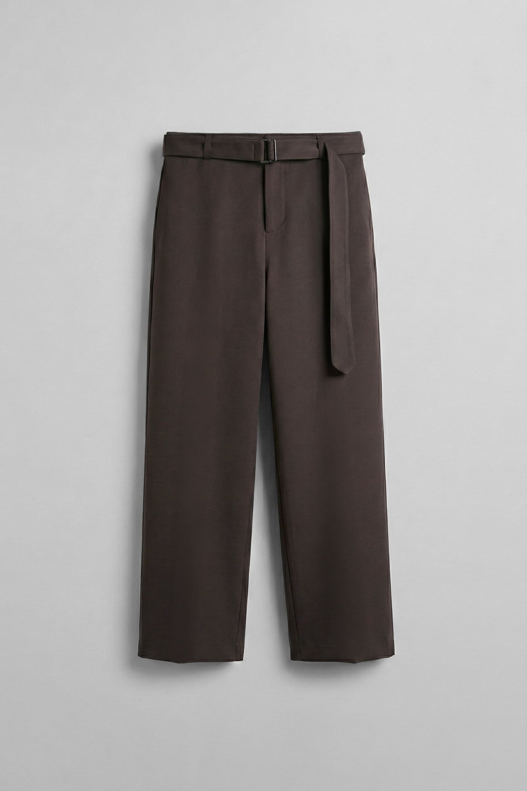 Erkek Baggy Fit Smart Casual Kemerli Pantolon Kahverengi