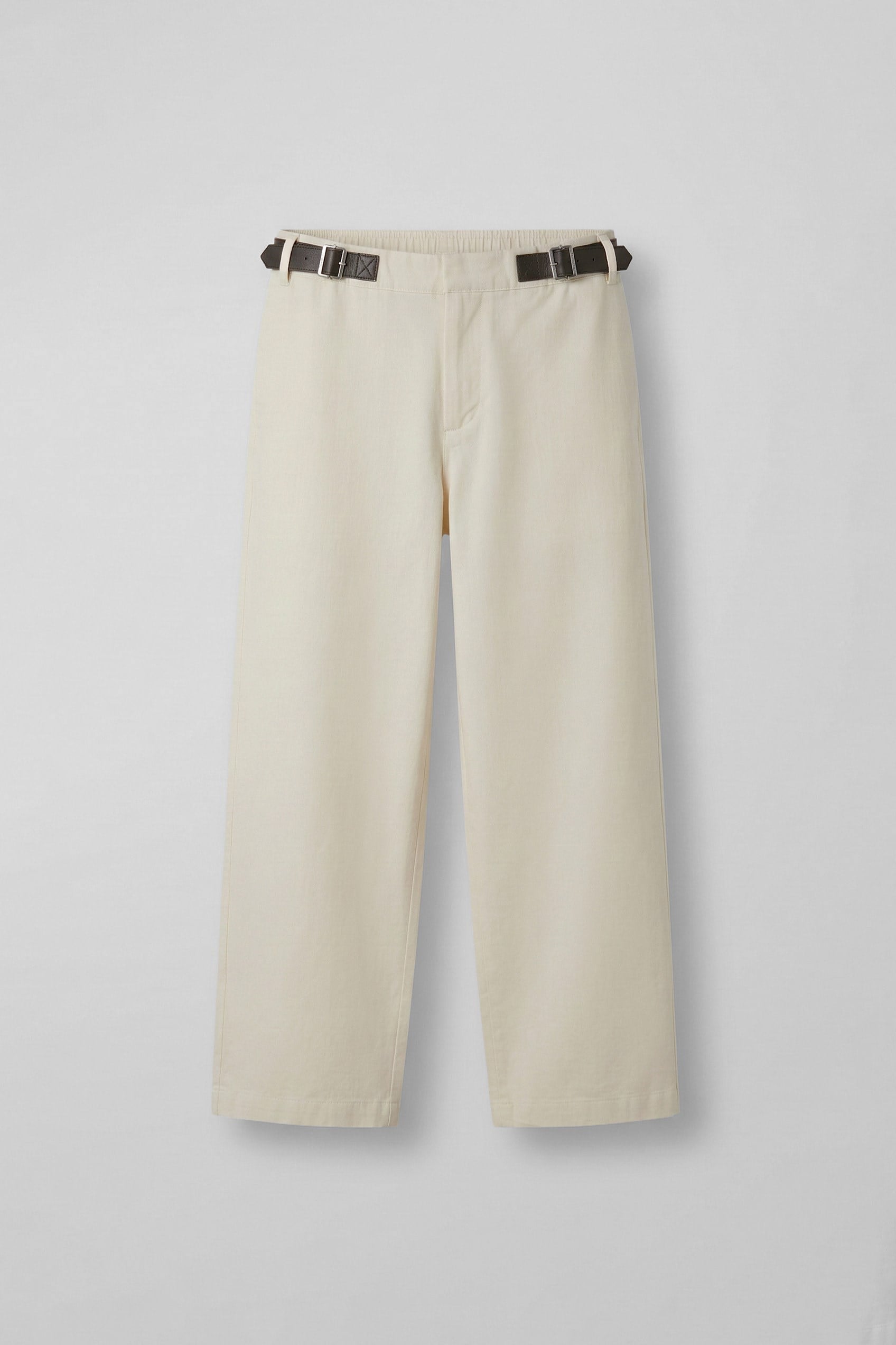 Erkek Baggy Fit Tokalı Kemer Detaylı Keten Pantolon Bej