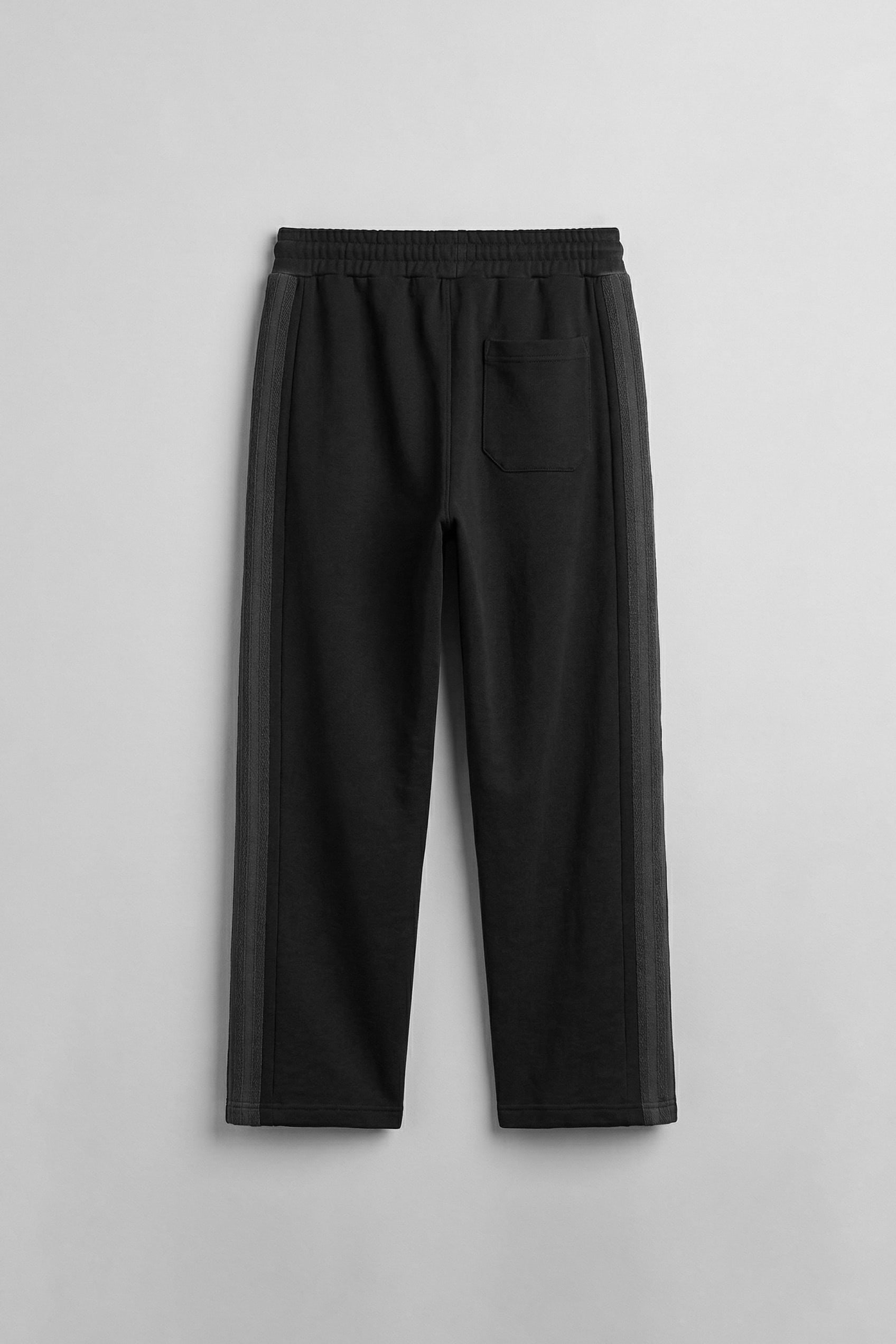 Erkek Baggy Fit Yan Şerit Fitilli Eşofman Altı Siyah