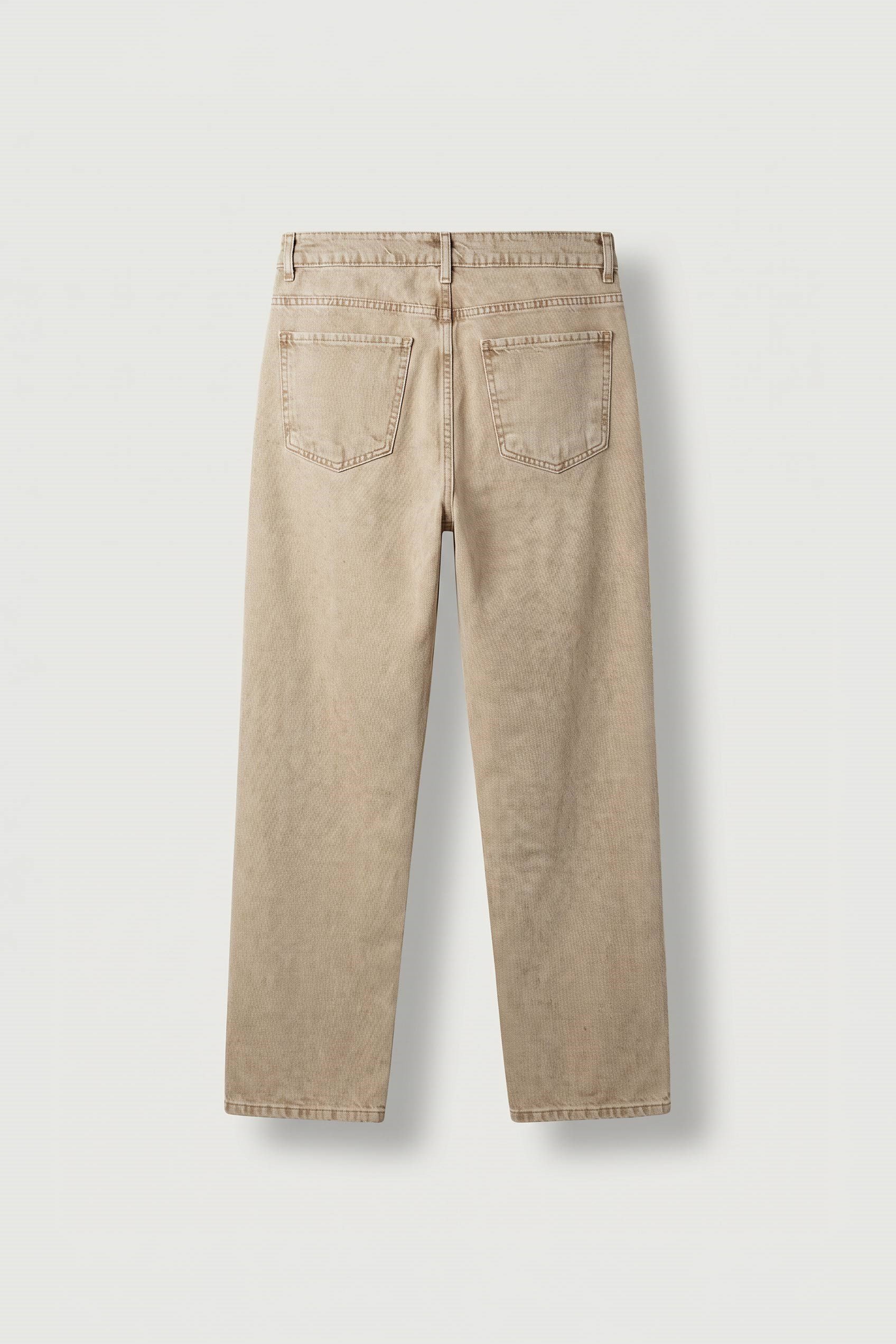 Erkek Baggy Fit Yıkamalı Jean Pantolon Bej