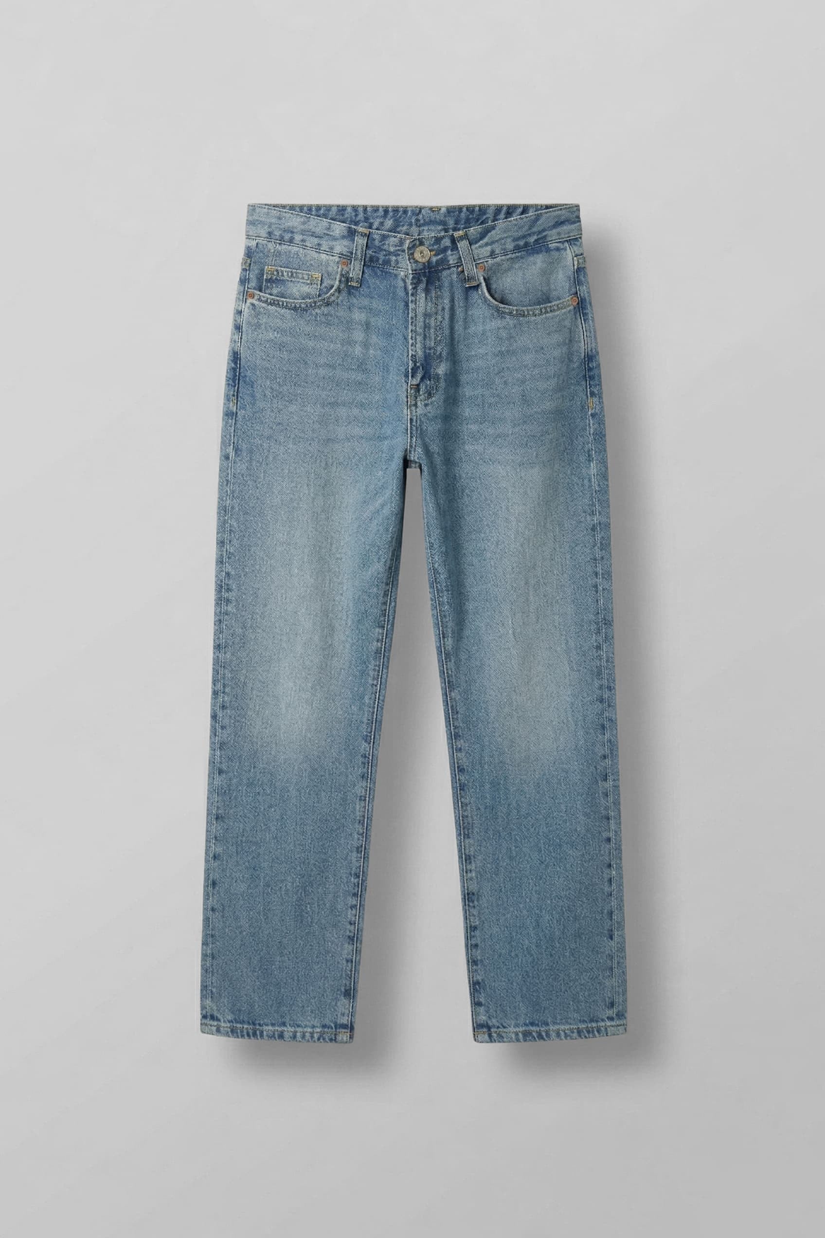 Erkek Baggy Fit Yıkamalı Jean Pantolon Mavi