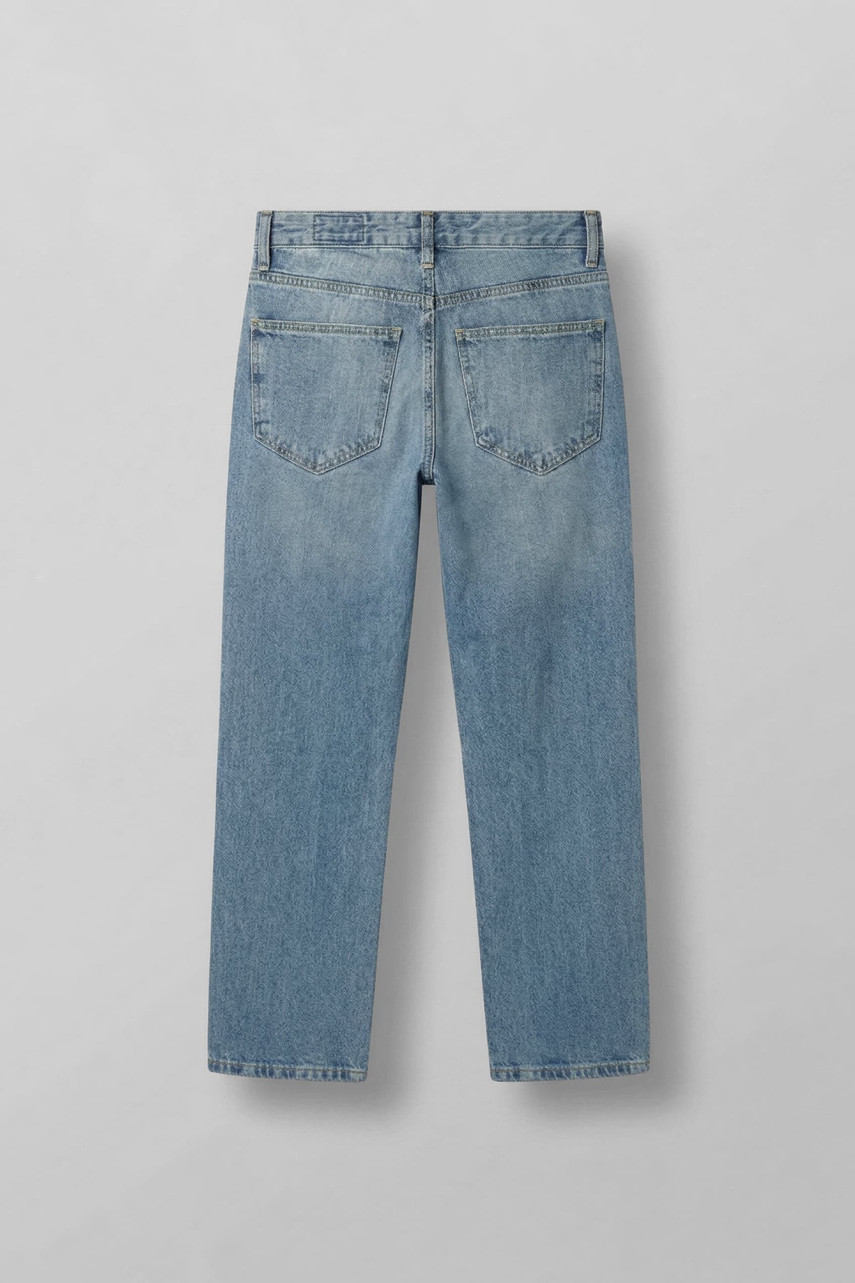 Erkek Baggy Fit Yıkamalı Jean Pantolon Mavi