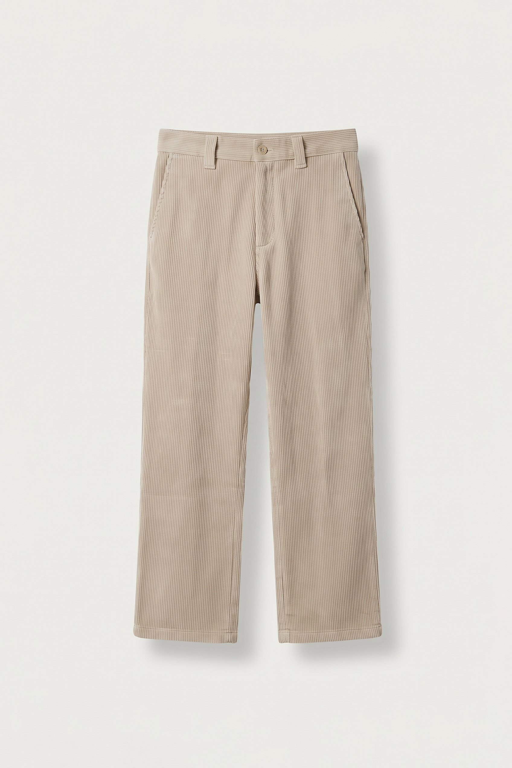 Erkek Baggy Fitilli Kadife Vintage Yıkamalı Pantolon Bej