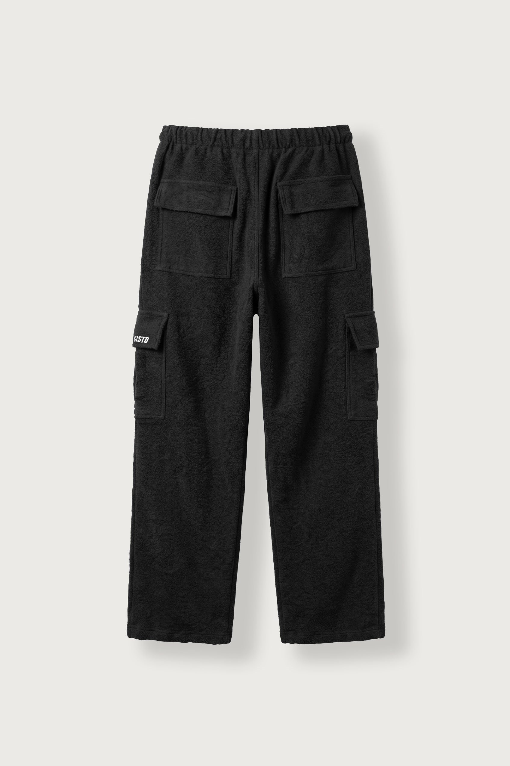 Erkek Baggy Jakarlı Dokulu Kargo Pantolon Siyah