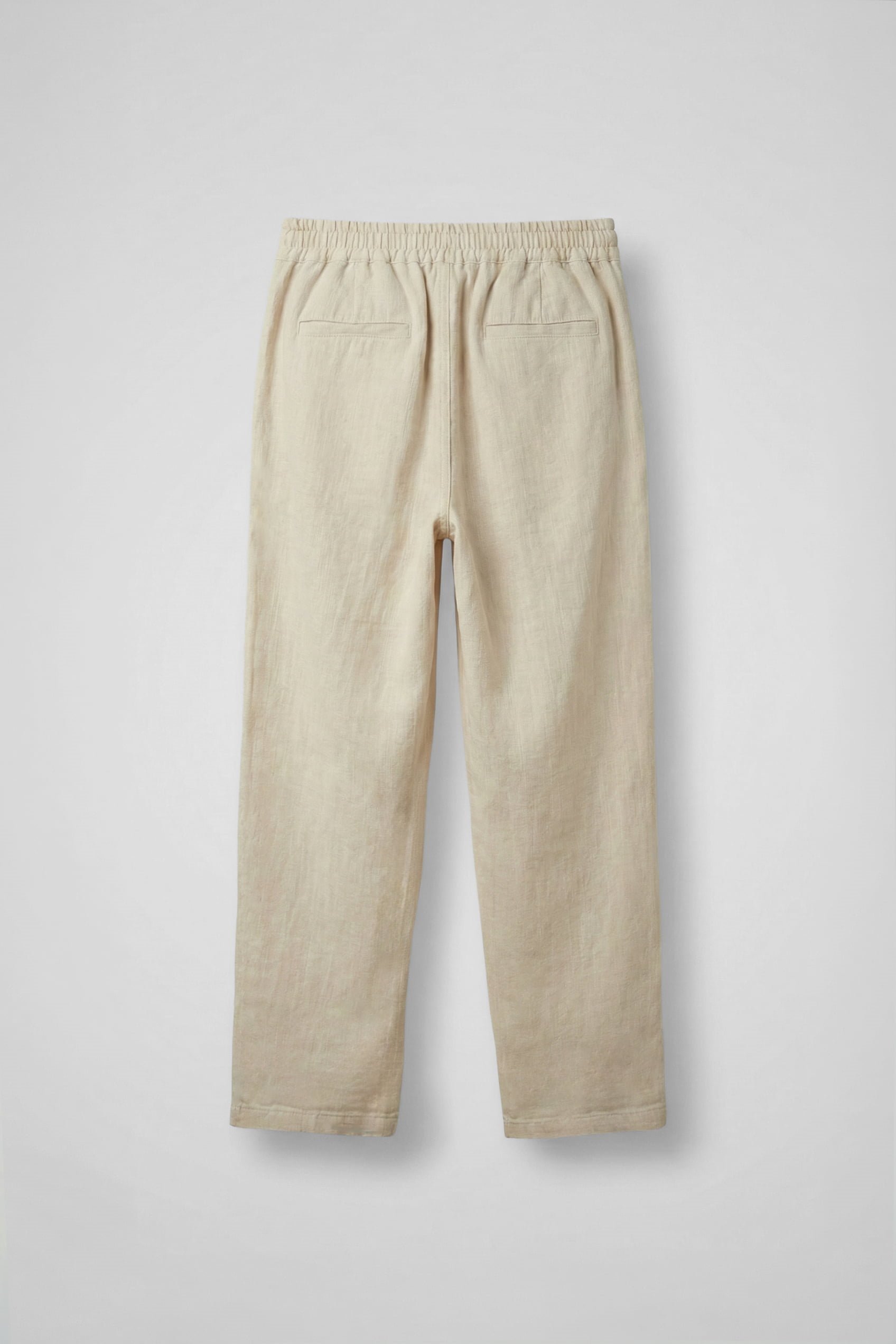 Erkek Baggy Keten Şerit Detaylı Lastik Bel Pantolon Bej