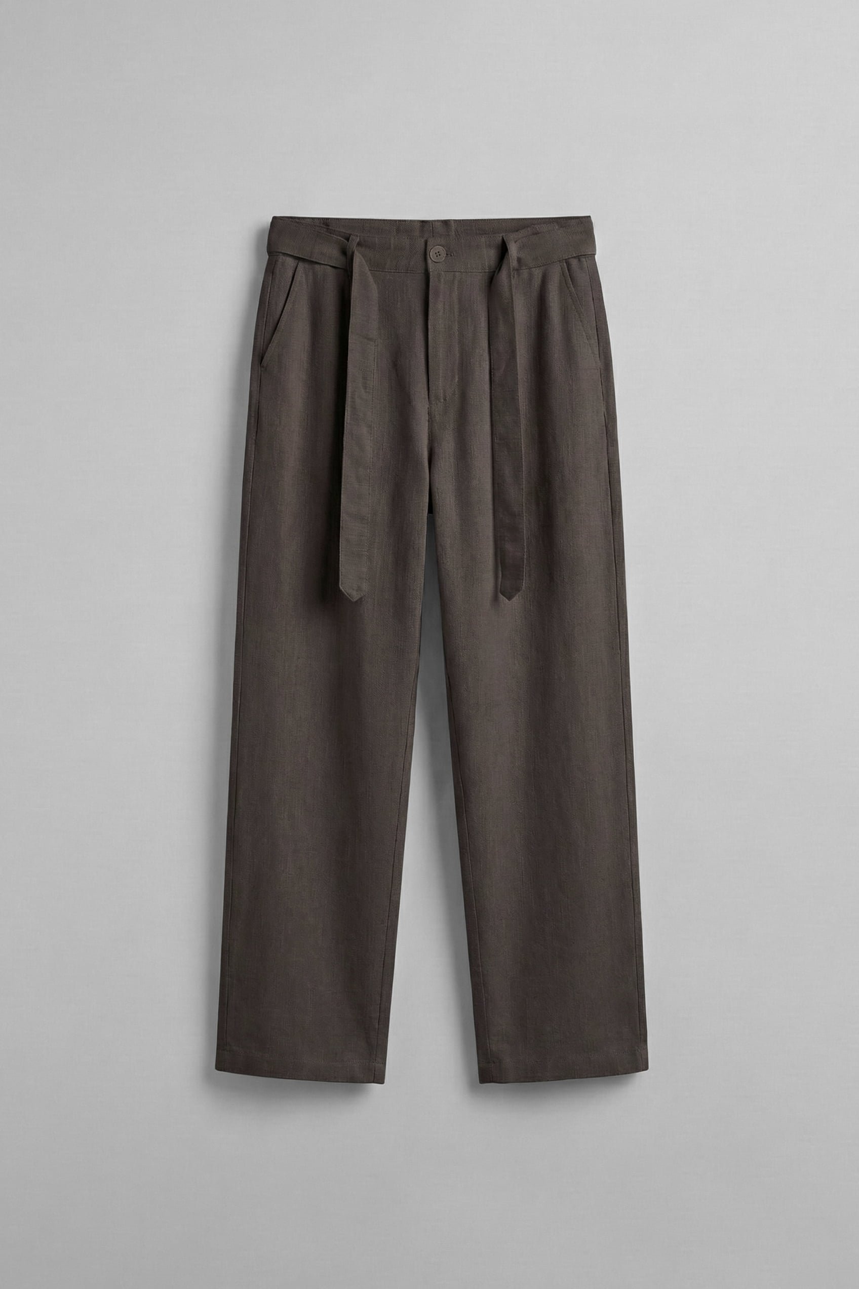 Erkek Baggy Kuşaklı Beli Lastikli Pamuklu Pantolon Kahverengi