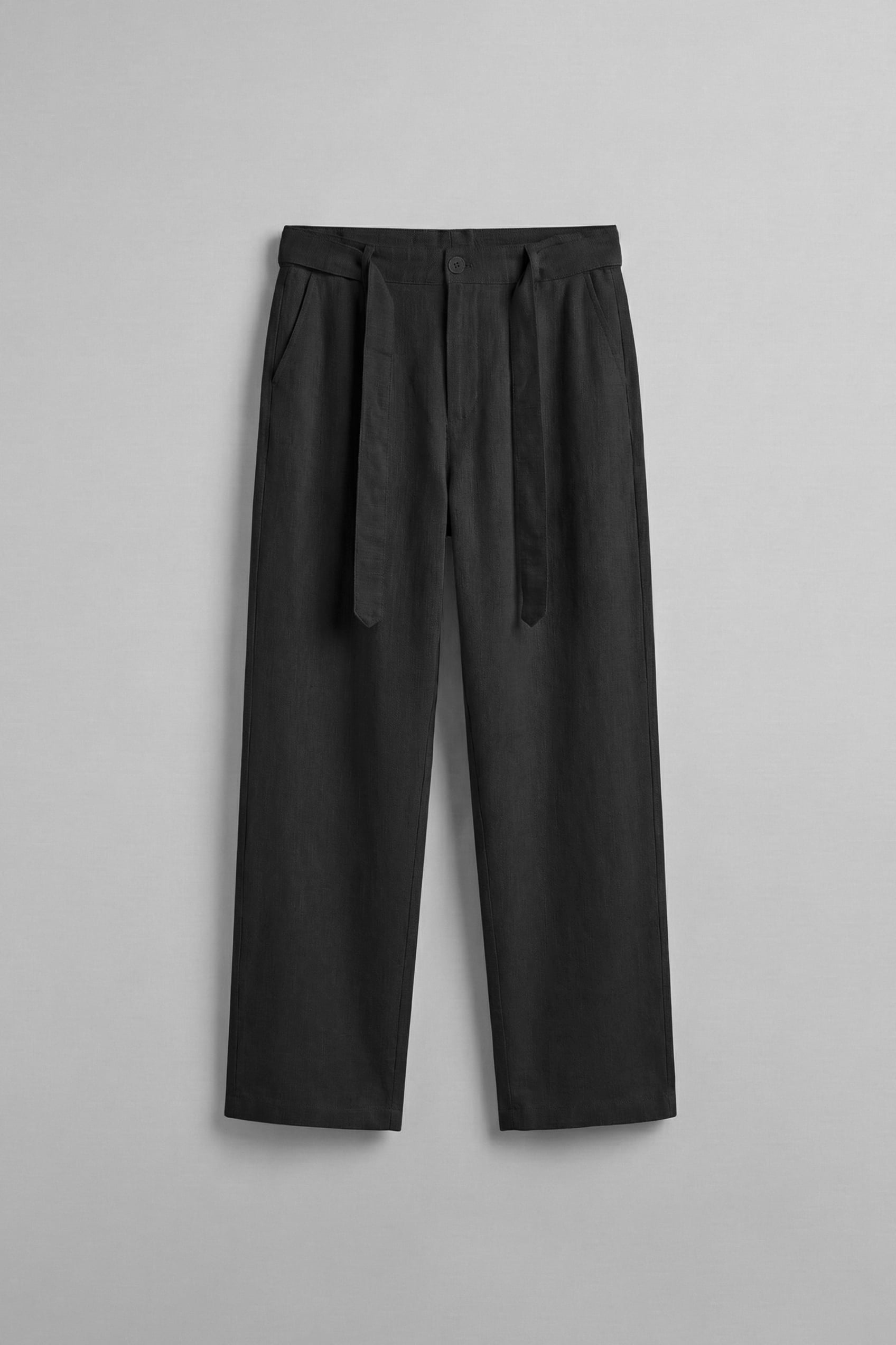 Erkek Baggy Kuşaklı Beli Lastikli Pamuklu Pantolon Siyah
