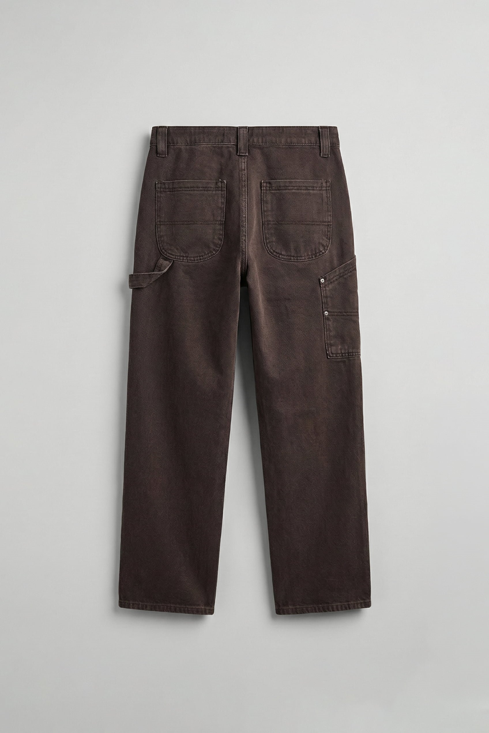 Erkek Baggy Marangoz Cepli Jean Pantolon Kahverengi