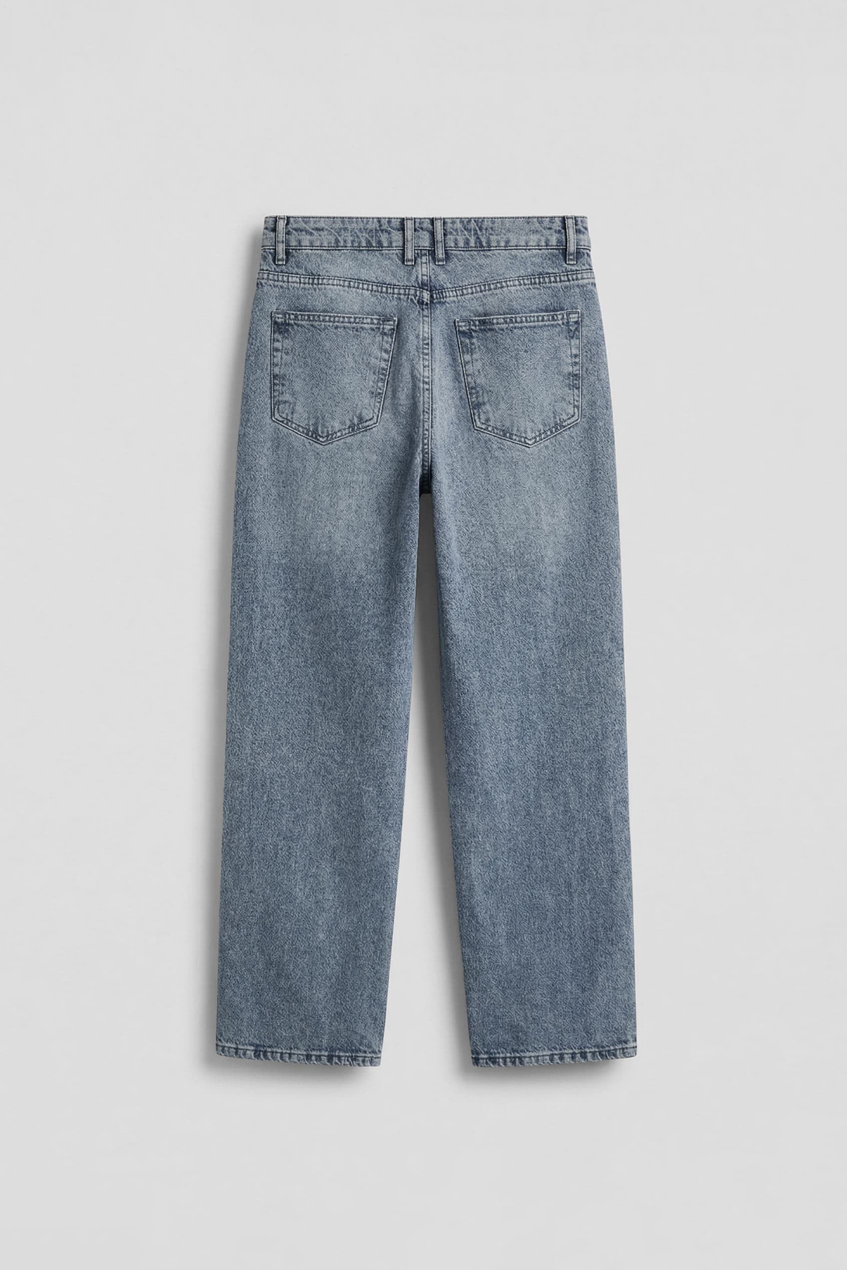 Erkek Baggy Nakış Detaylı Jean Pantolon Mavi