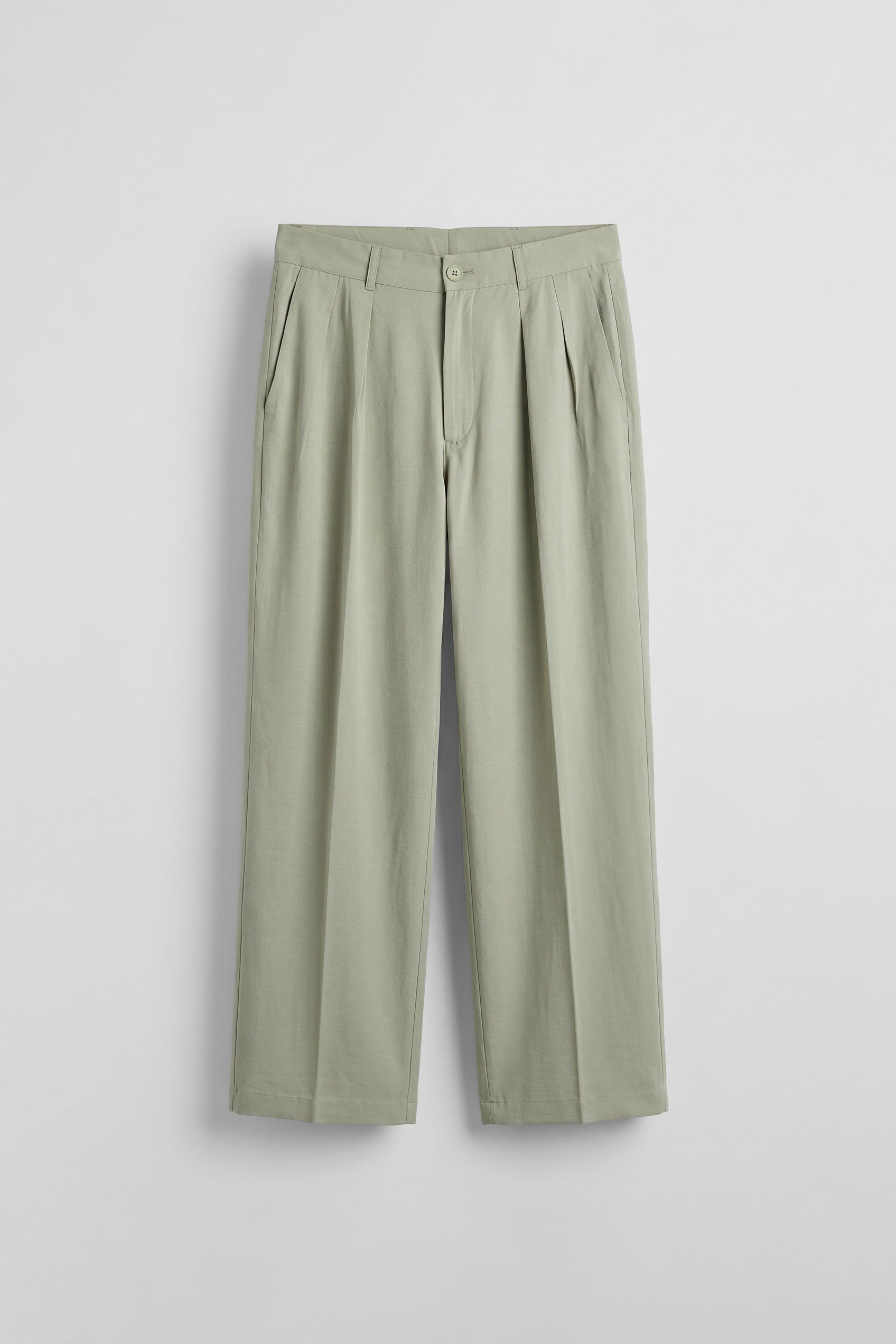 Erkek Baggy Pileli Modal Karışımlı Kumaş Pantolon Haki