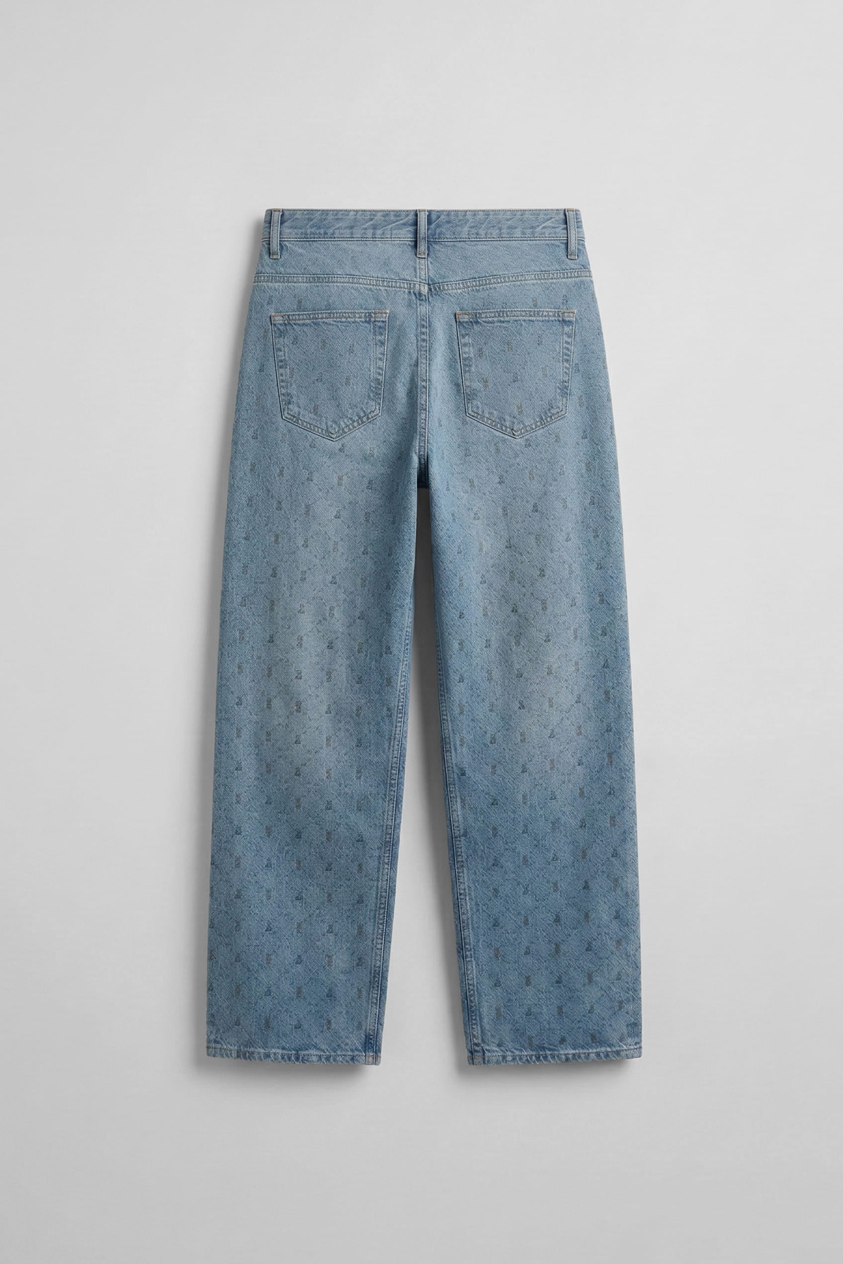 Erkek Baggy Vintage Efektli Jean Pantolon Mavi