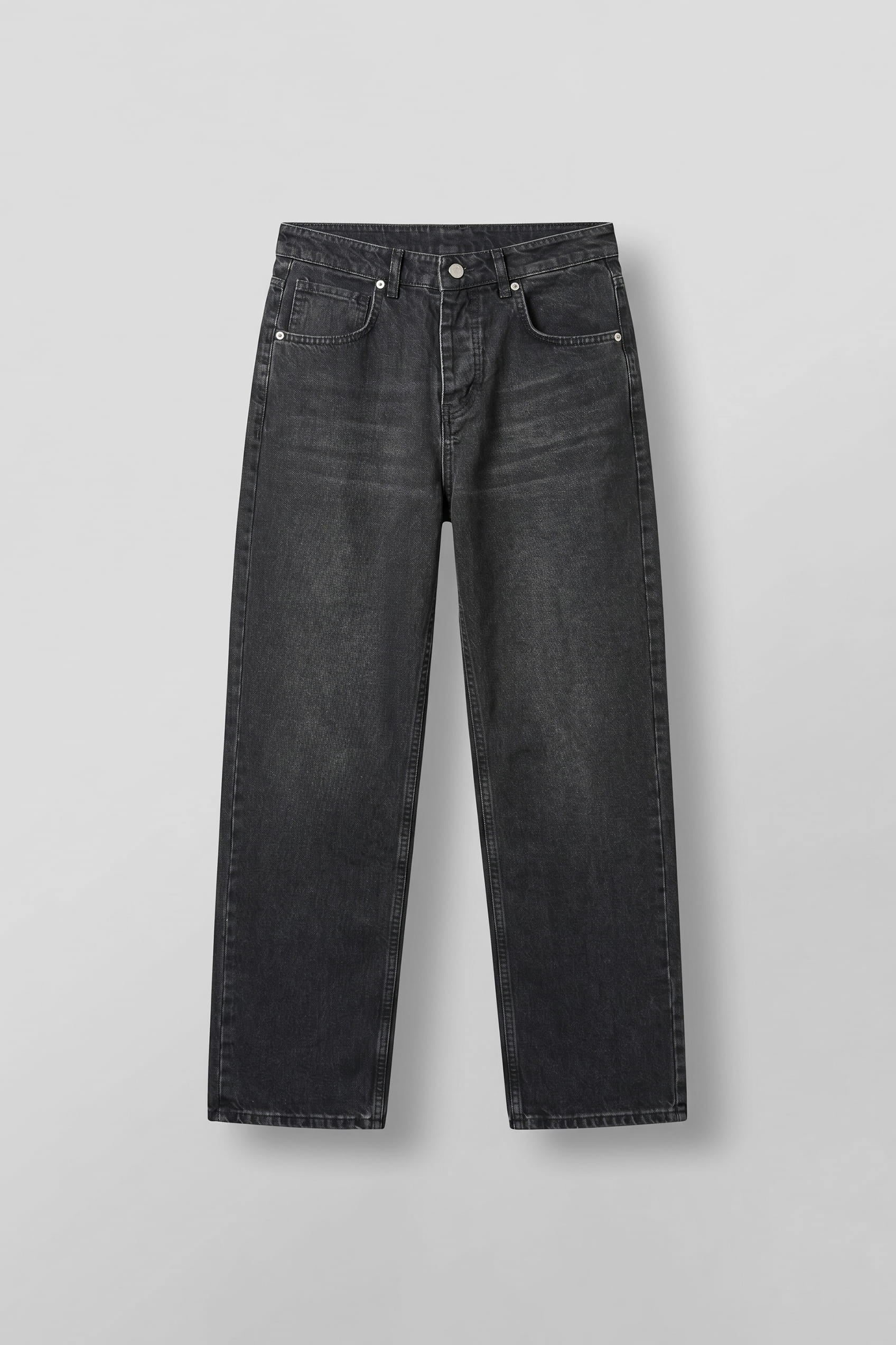 Erkek Baggy Yıkamalı Düz Paça Jean Pantolon Siyah