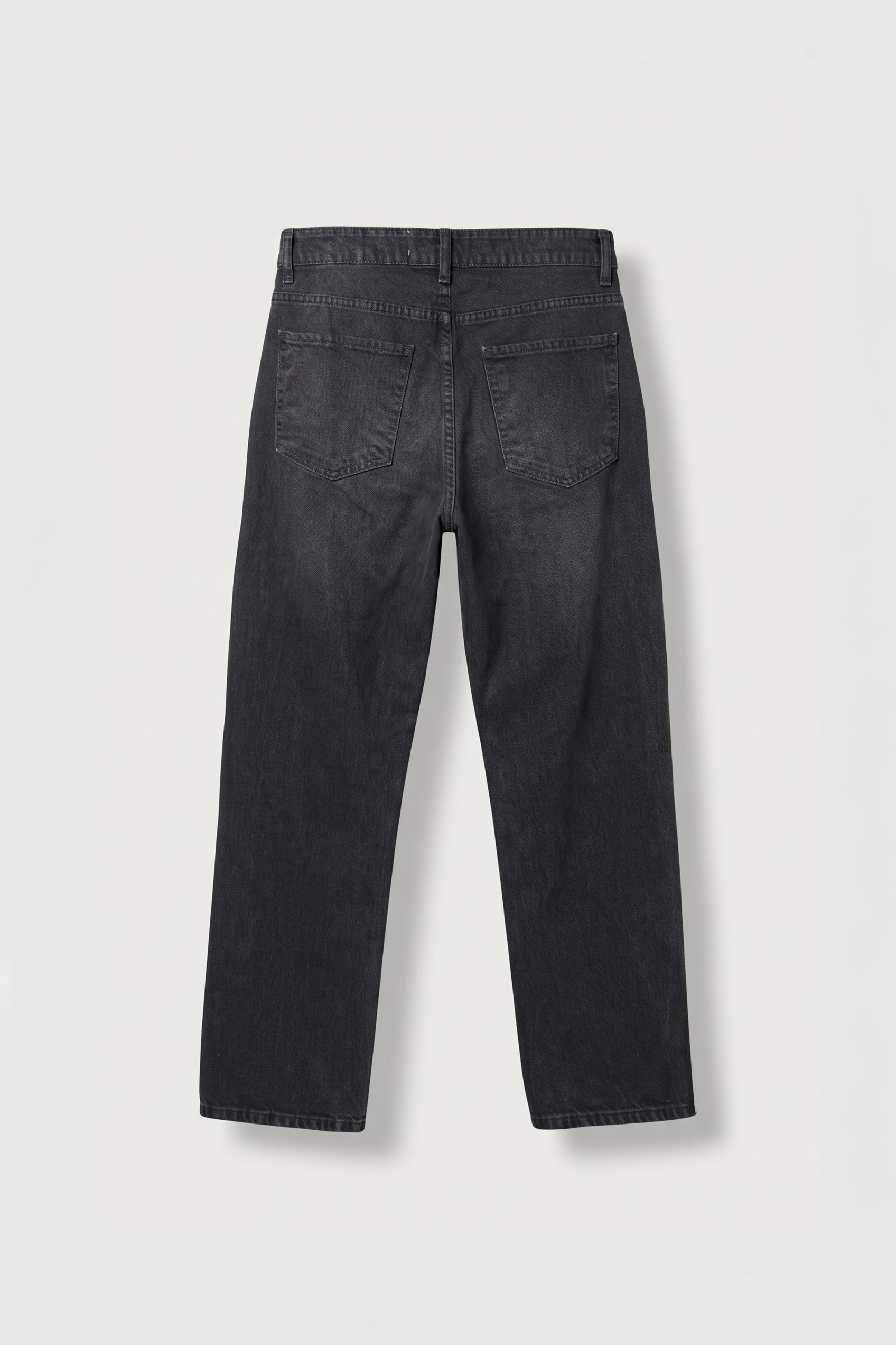 Erkek Baggy Yıkamalı Düz Paça Jean Pantolon Siyah