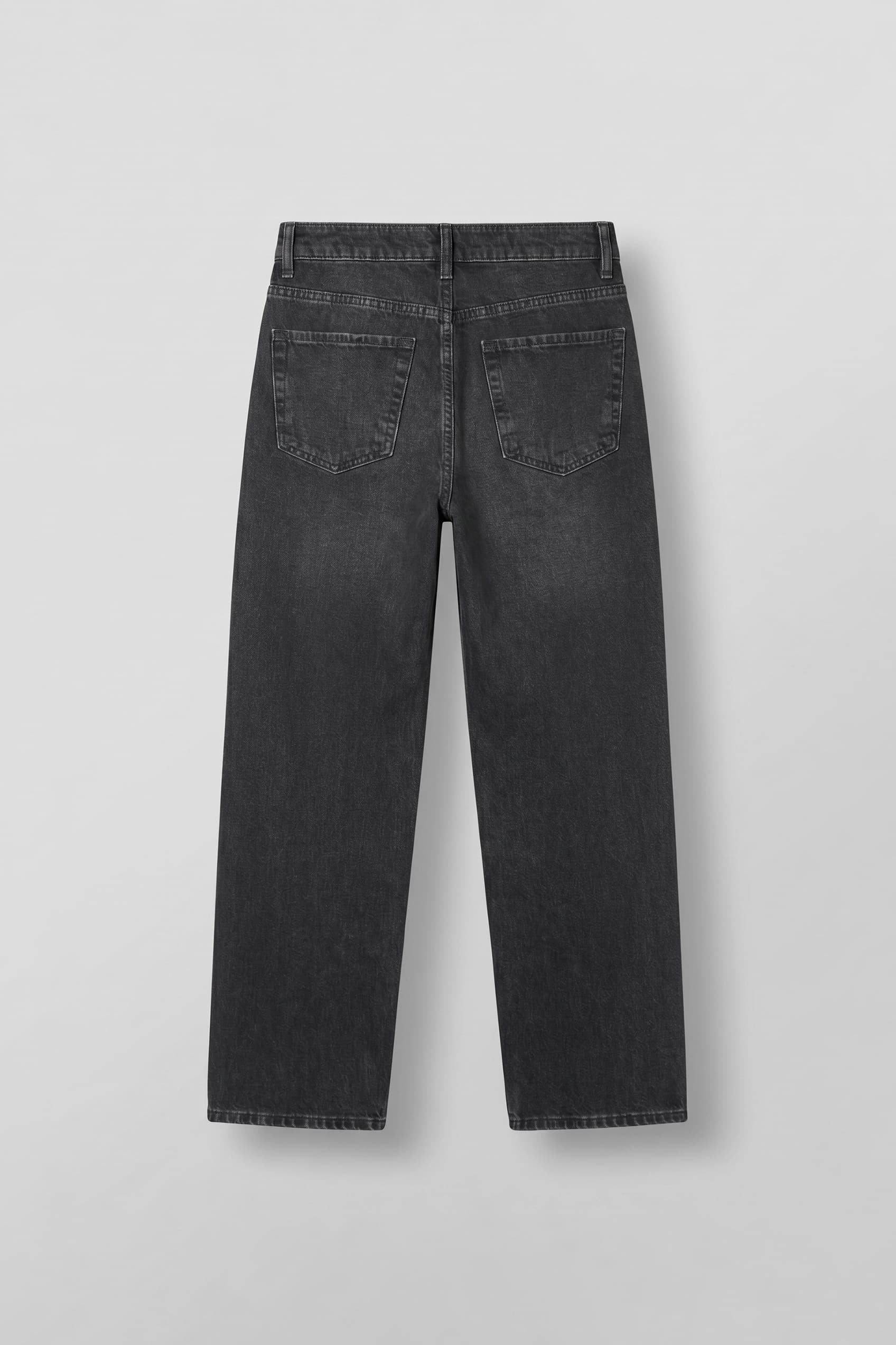 Erkek Baggy Yıkamalı Düz Paça Jean Pantolon Siyah