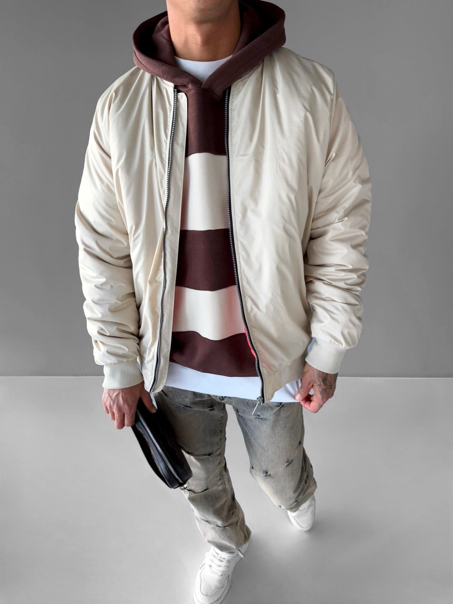 Erkek Basic Bomber Ceket Bej