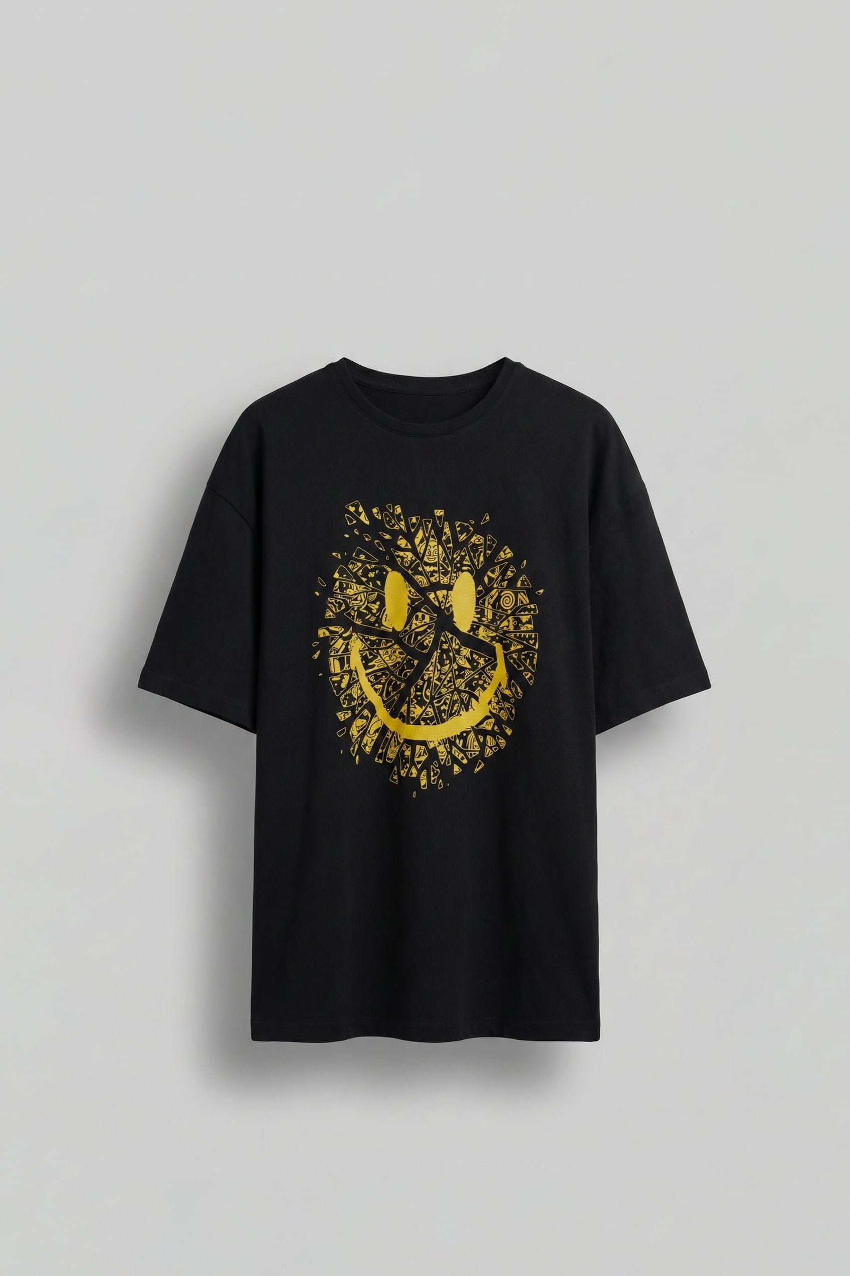 Erkek Baskılı Oversize T-Shirt Siyah