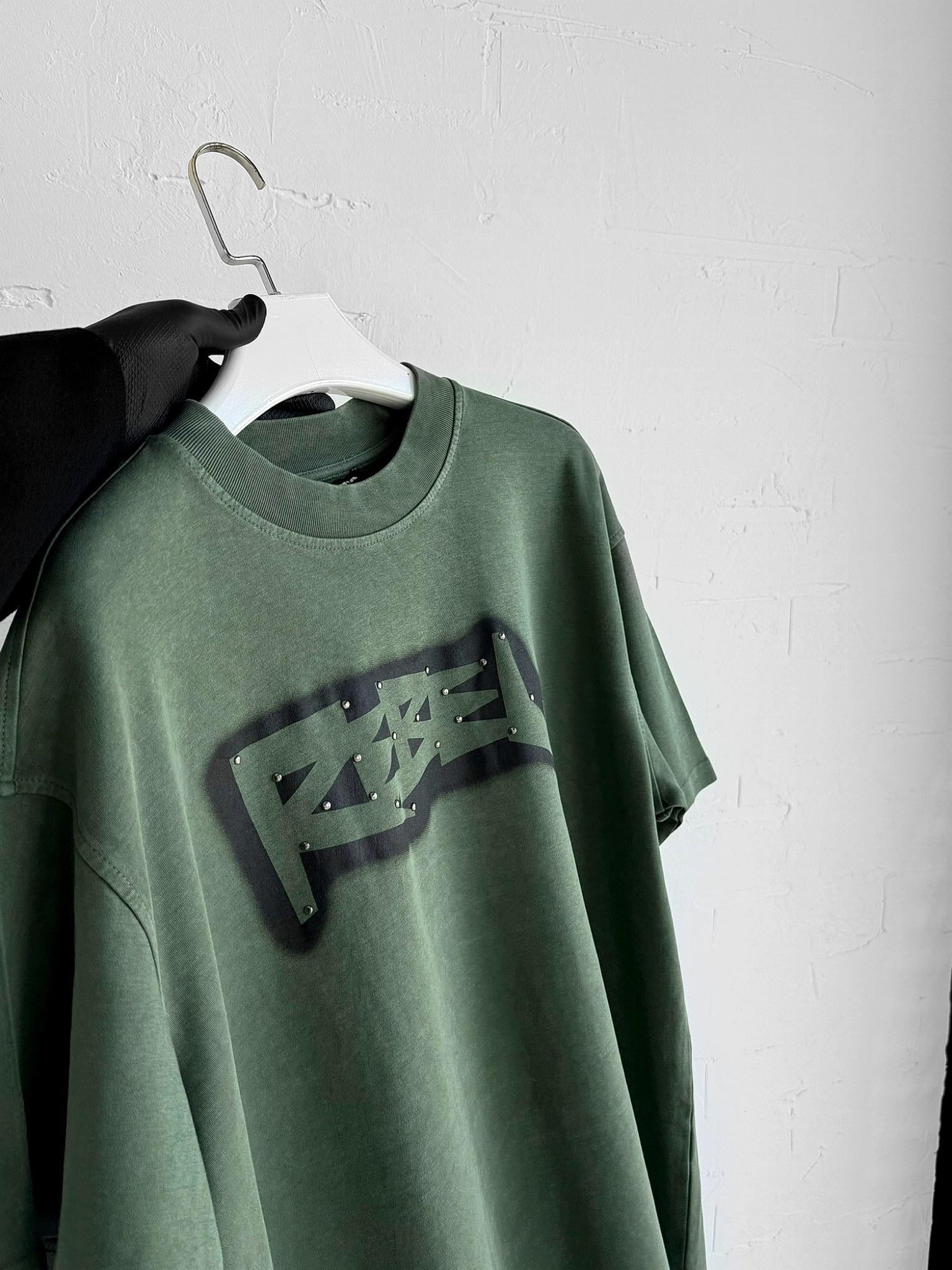 Erkek Baskılı Yıkamalı Premium Oversize T-Shirt Haki