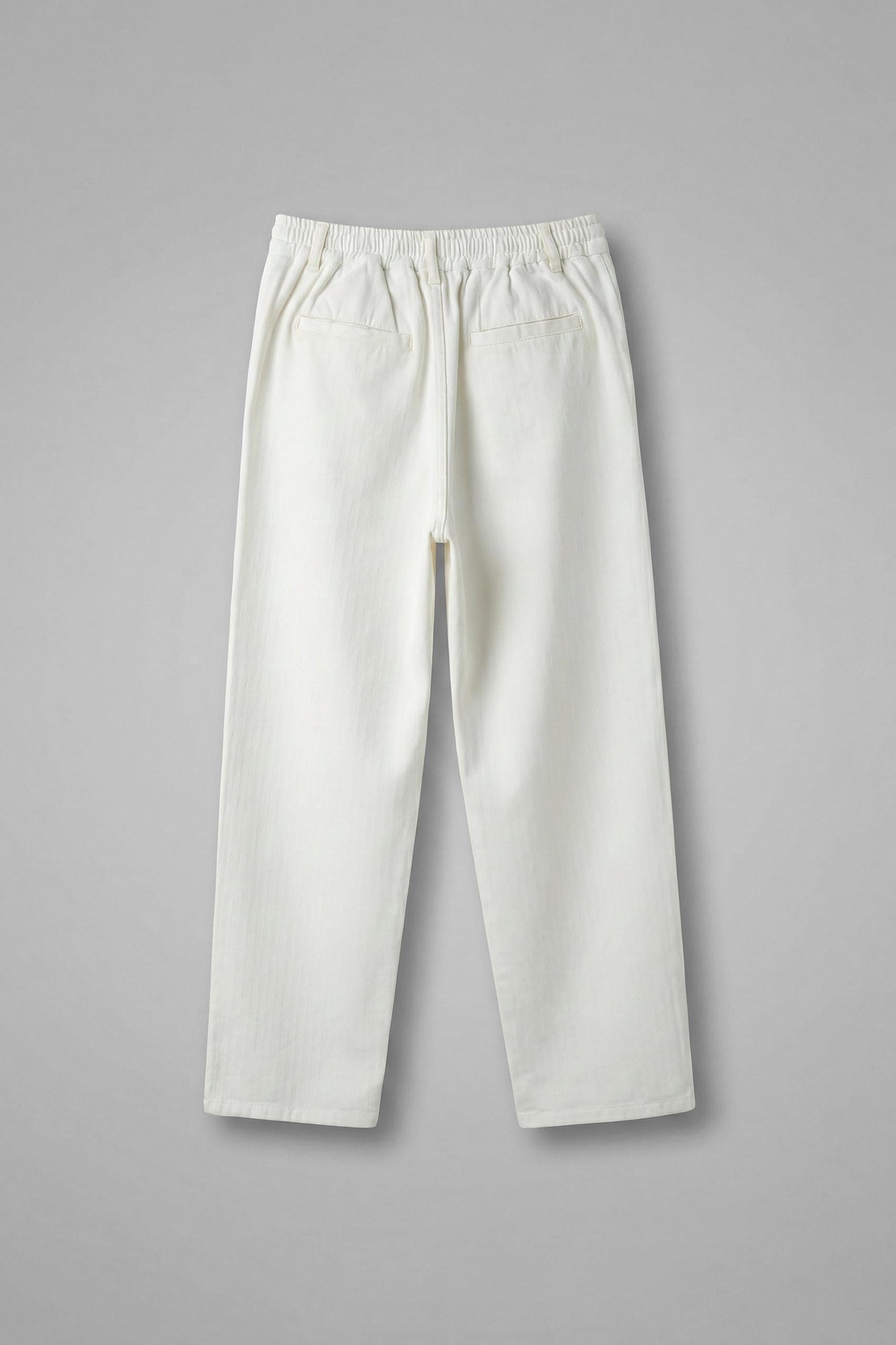 Erkek Beli Lastikli Desenli Baggy Pantolon Beyaz