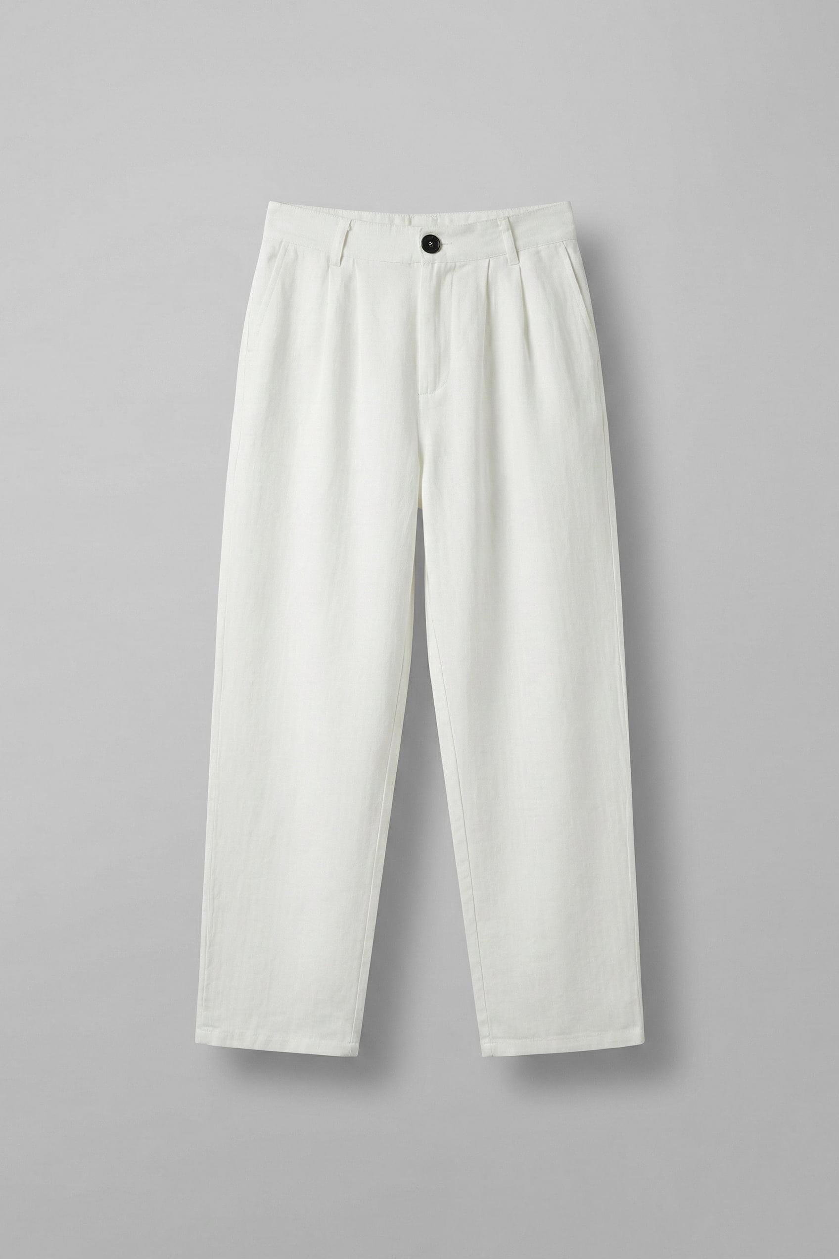 Erkek Beli Lastikli Desenli Baggy Pantolon Beyaz