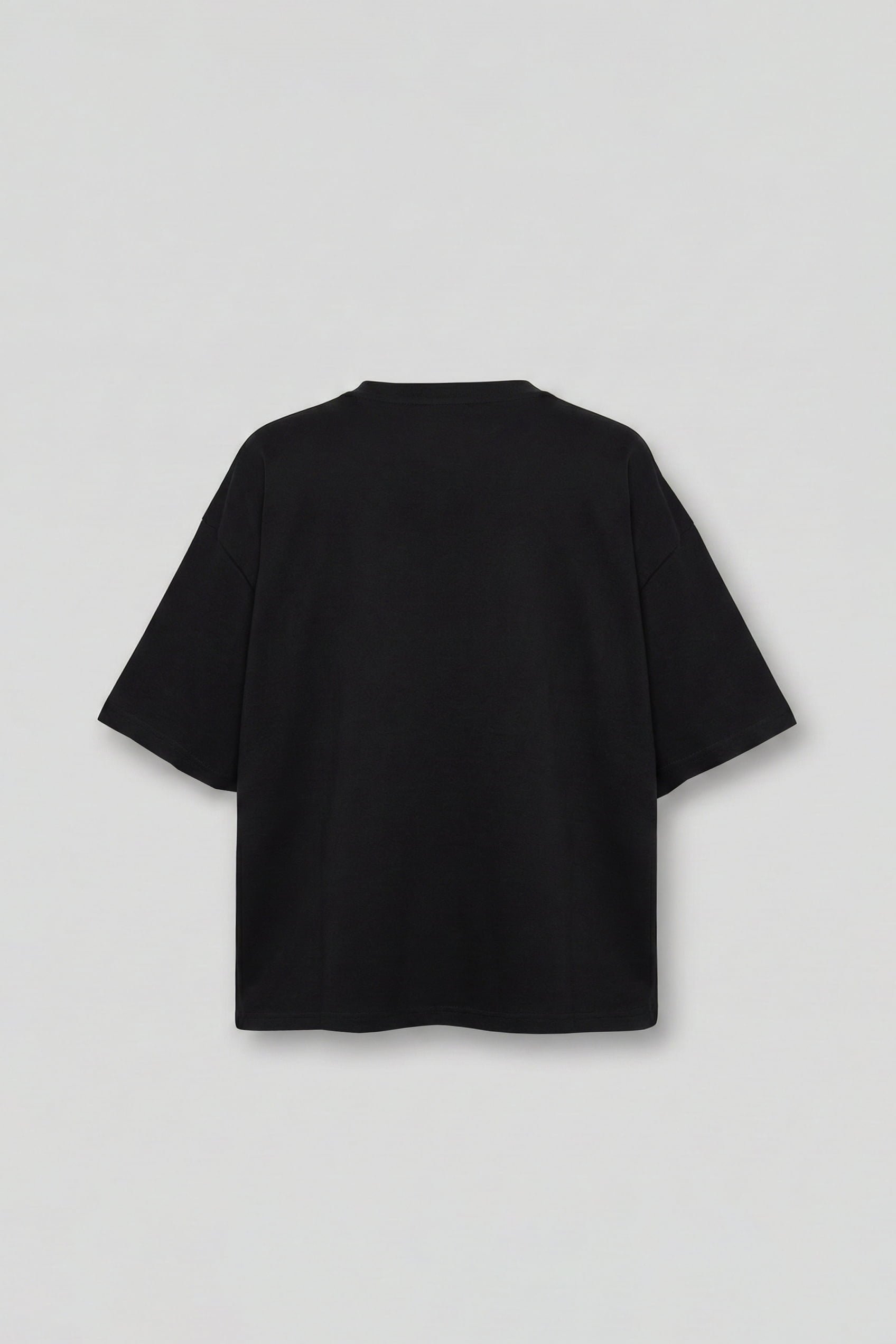 Erkek Boxy Fit Bisiklet Yaka Yazı Baskılı T-Shirt Siyah