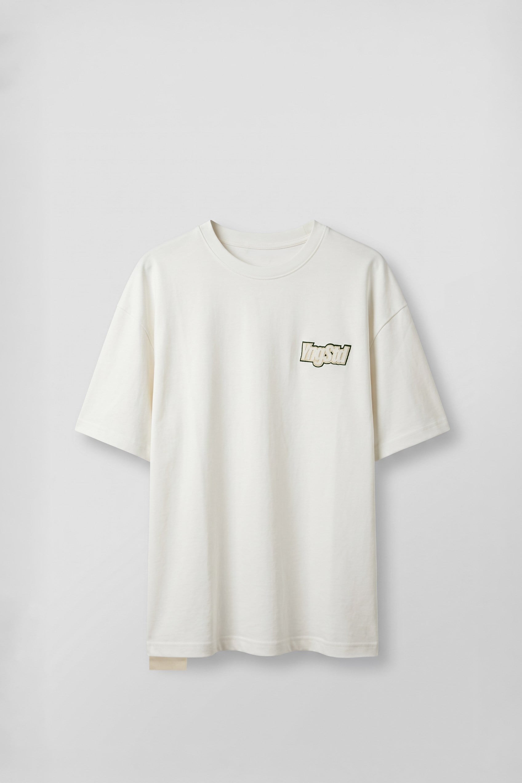 Erkek Boxy Fit Kabartma Nakışlı T-Shirt Ekru