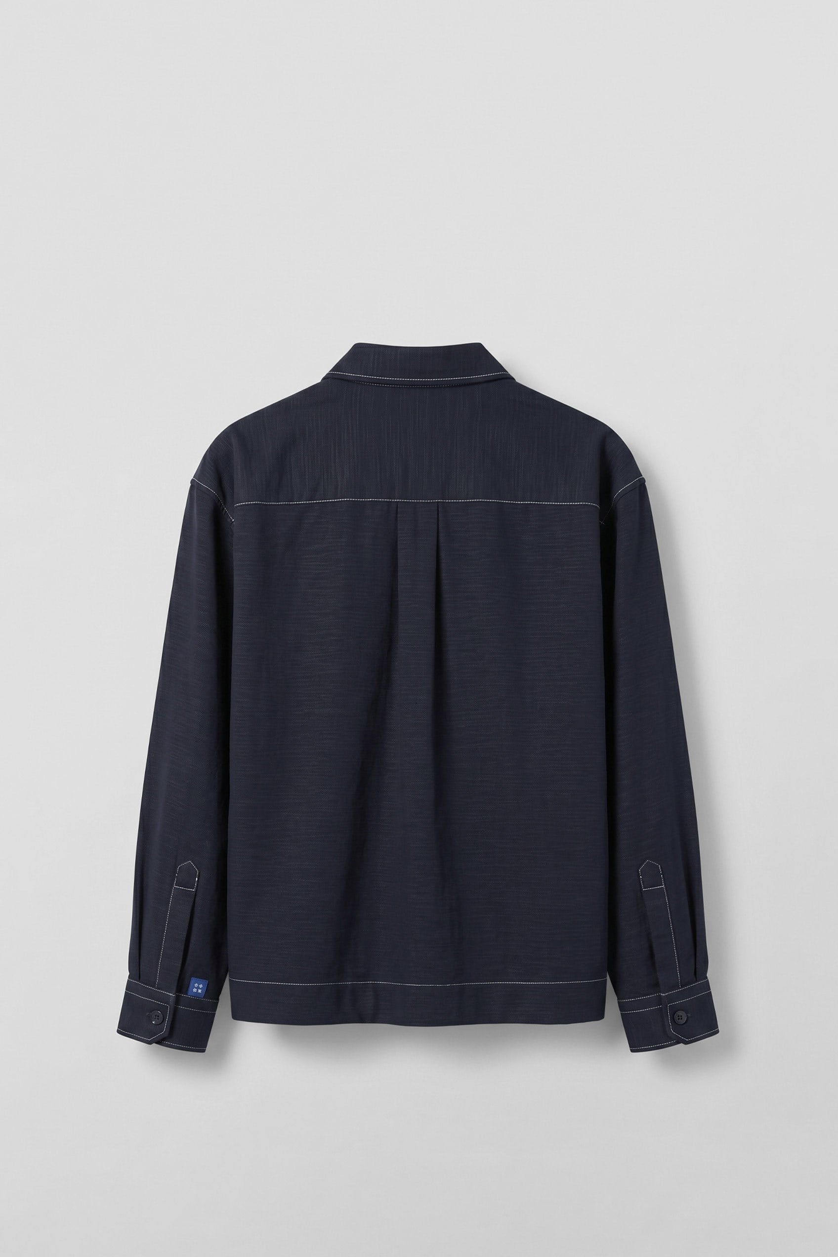 Erkek Boxy Fit Kontrast Dikişli Pamuklu Overshirt Gömlek Lacivert
