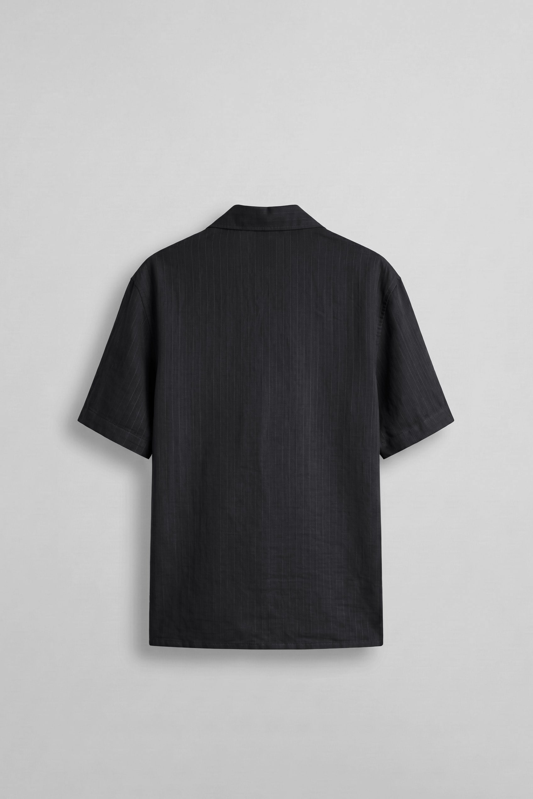 Erkek Boxy Fit Tencel Kumaş Kimono Gömlek Siyah