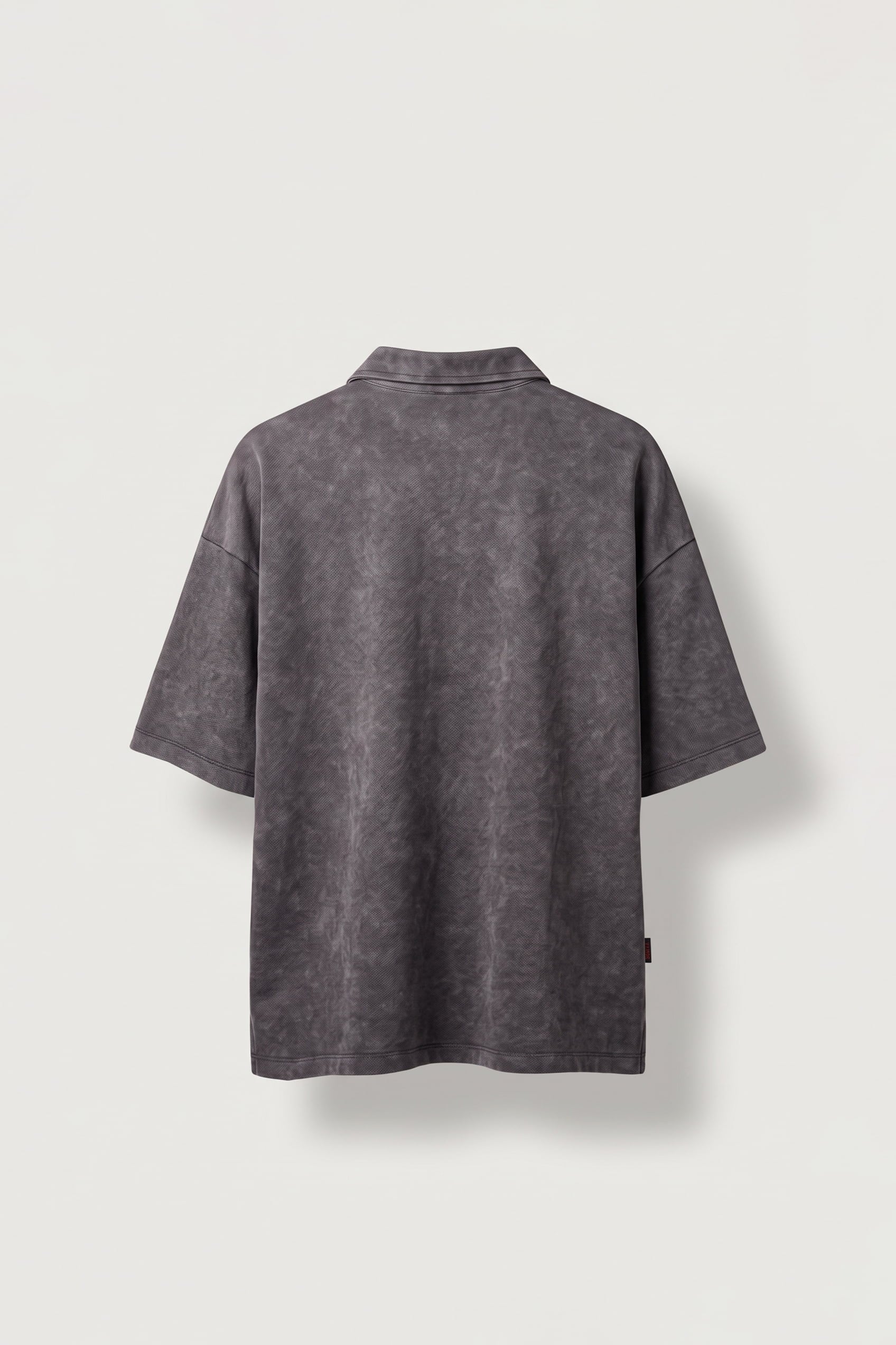Erkek Boxy Fit Yıkamalı Polo Yaka T-Shirt Kahverengi