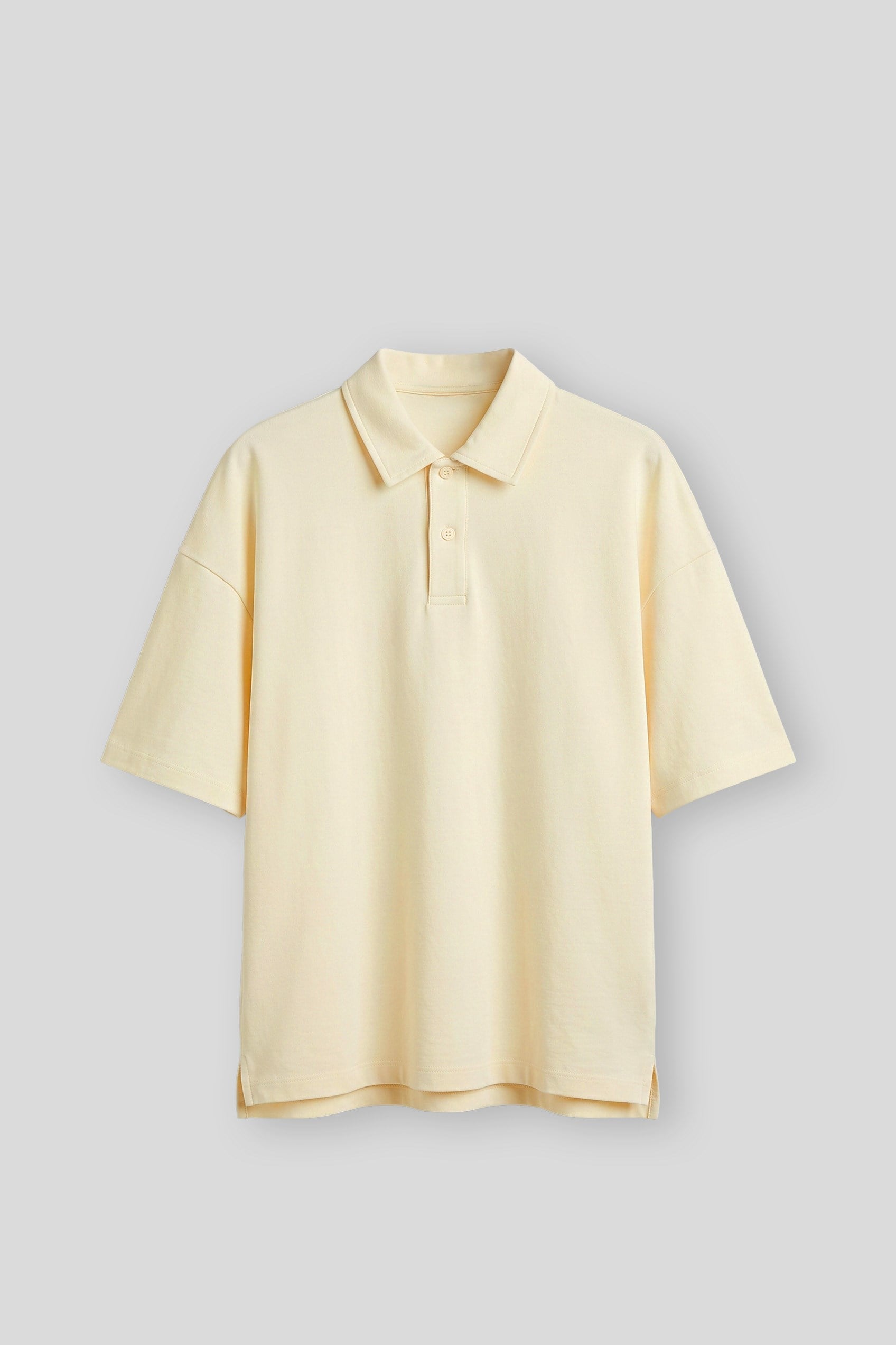 Erkek Boxy Fit Yıkamalı Polo Yaka T-Shirt Sarı